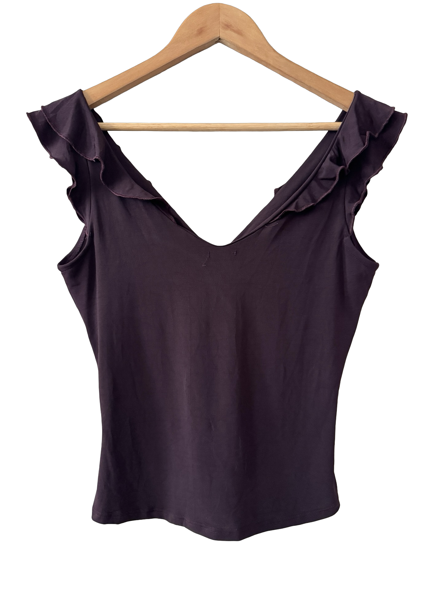 Vintage 90s Plum Rose Sculpted Ruffle Top(M)