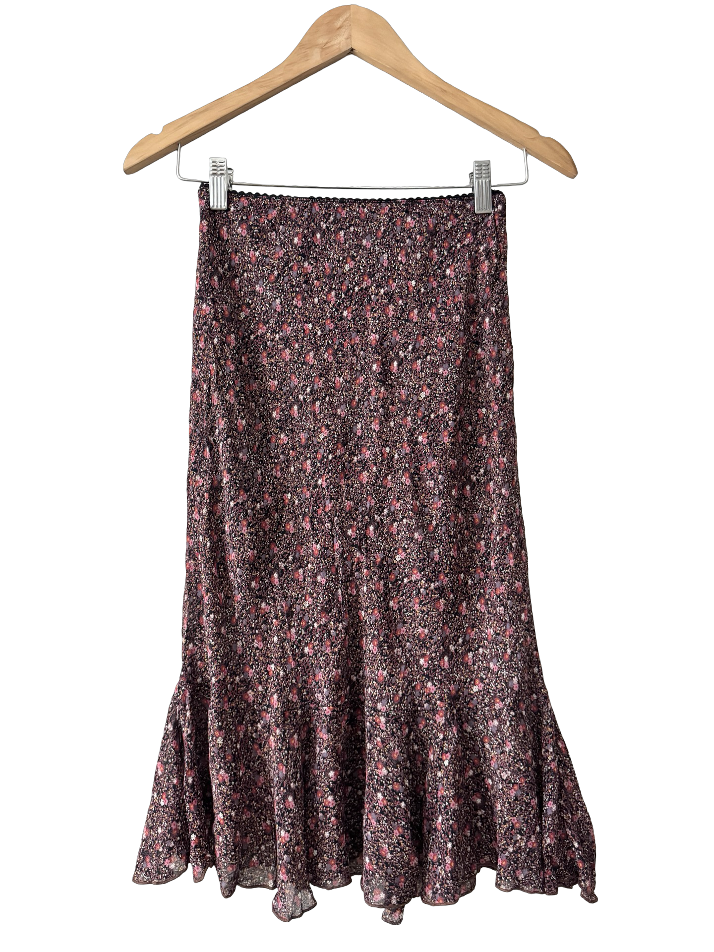 Vintage Y2K Midnight Garden Mesh Midi Skirt (XS)