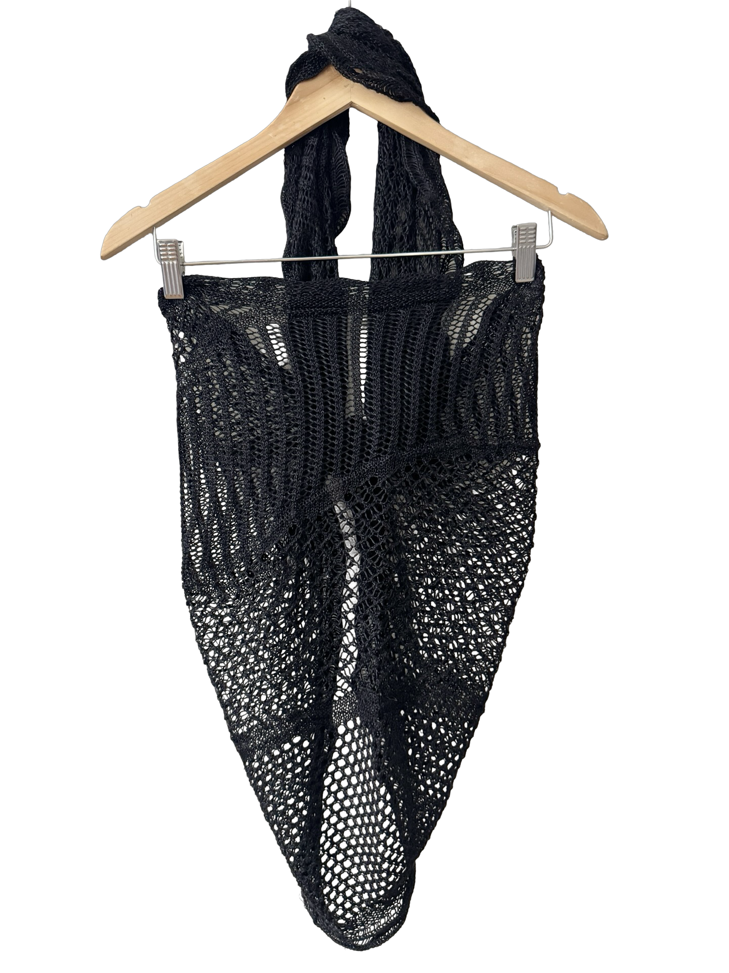 Vintage Midnight Crochet Tie Scarf (OS)
