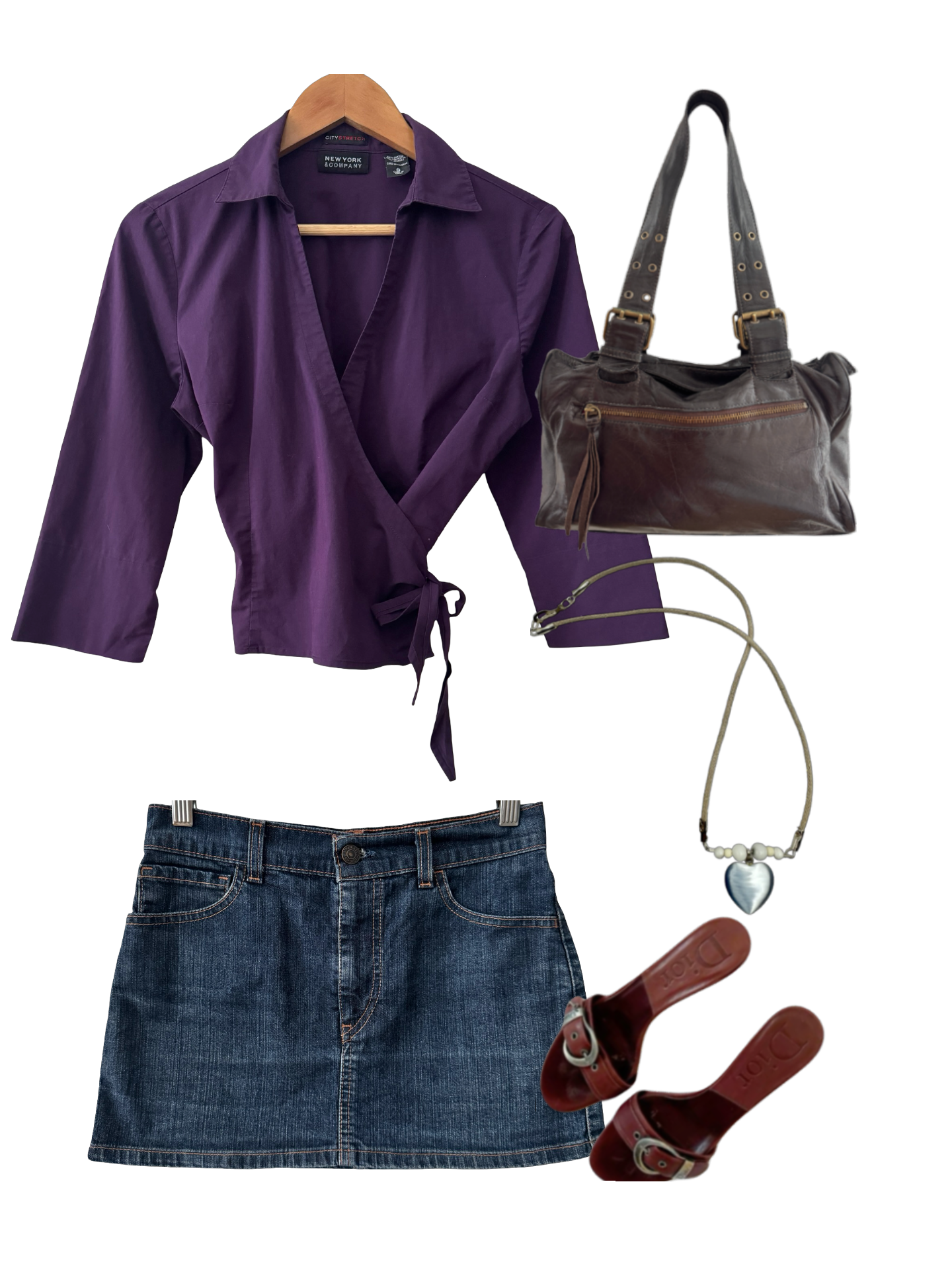 Vintage Y2K Eggplant Wrap Blouse (S/M)