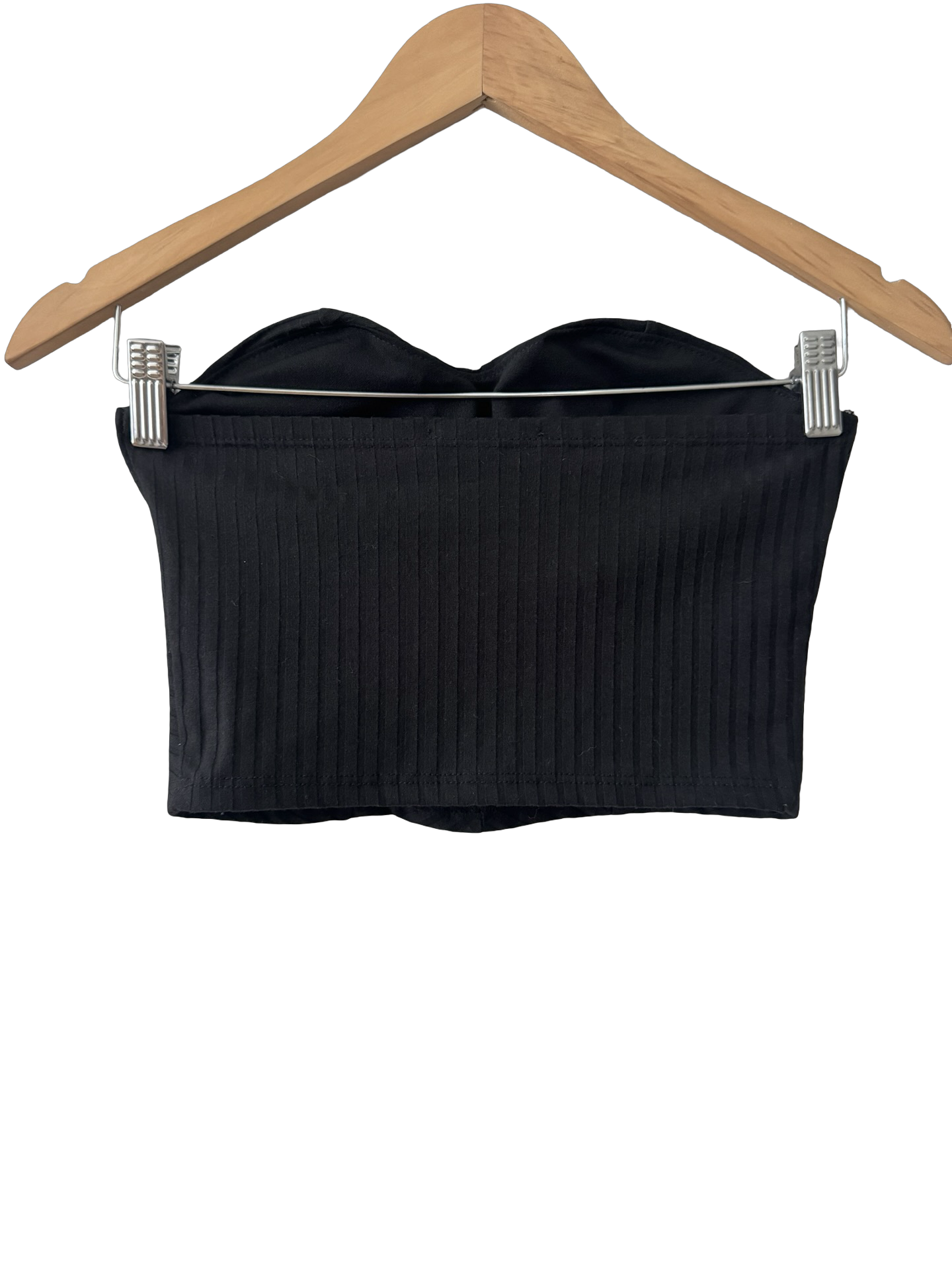 Vintage Y2K Black Ribbed Strapless Top (XS)