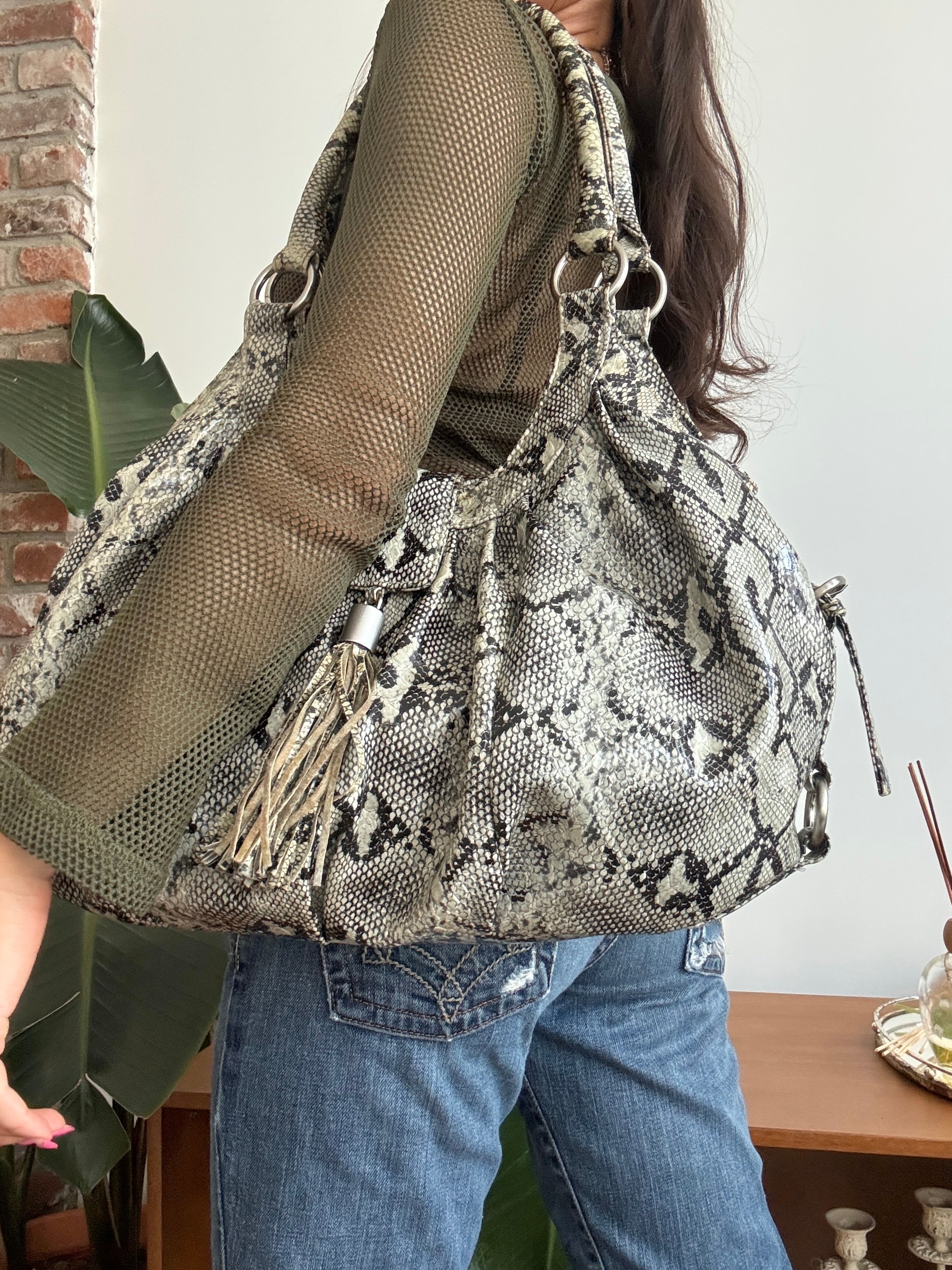 Vintage 90s Python Muse Shoulder Bag