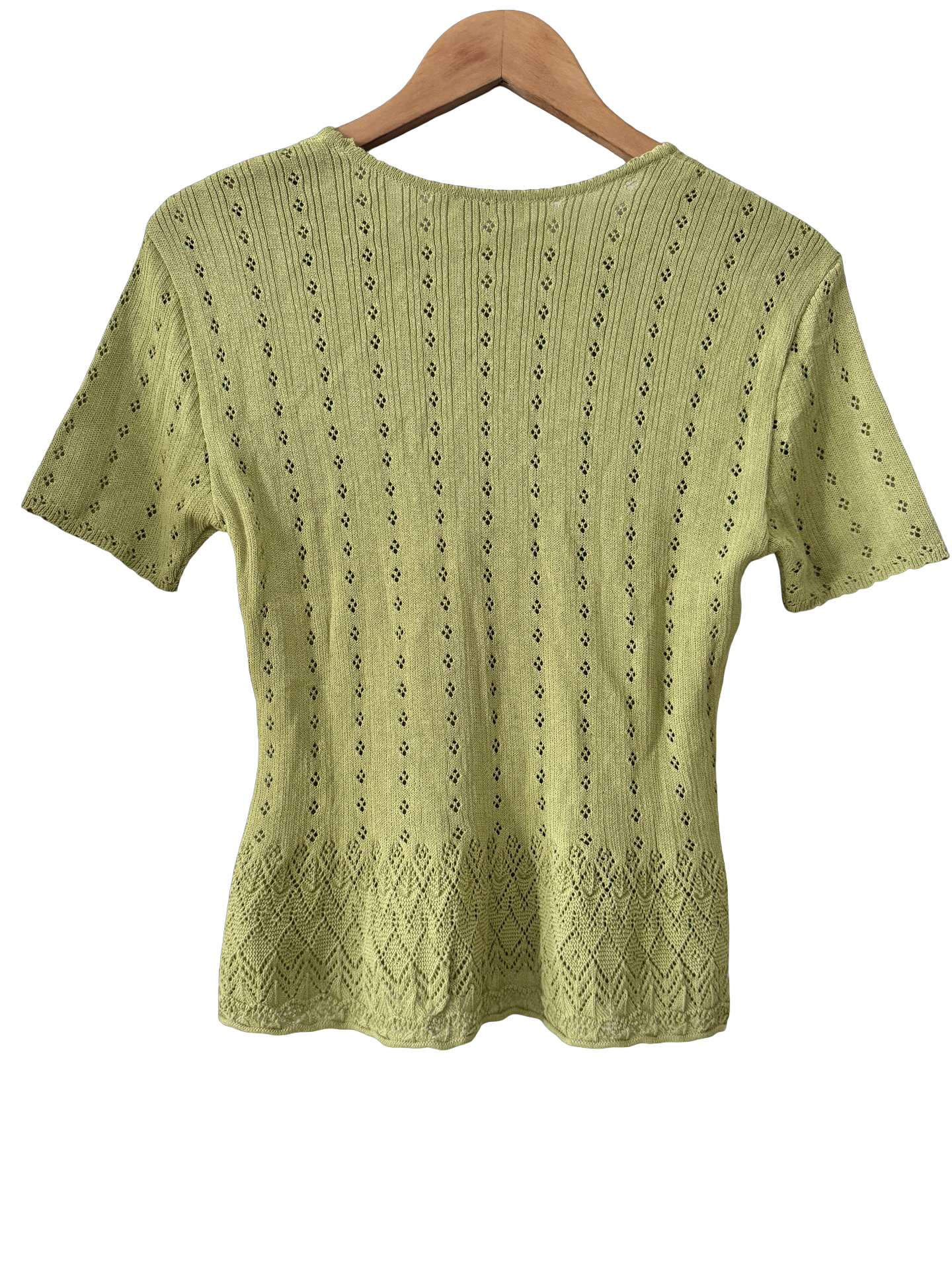 Vintage 90s Pistachio Pointelle Knit Top (L)