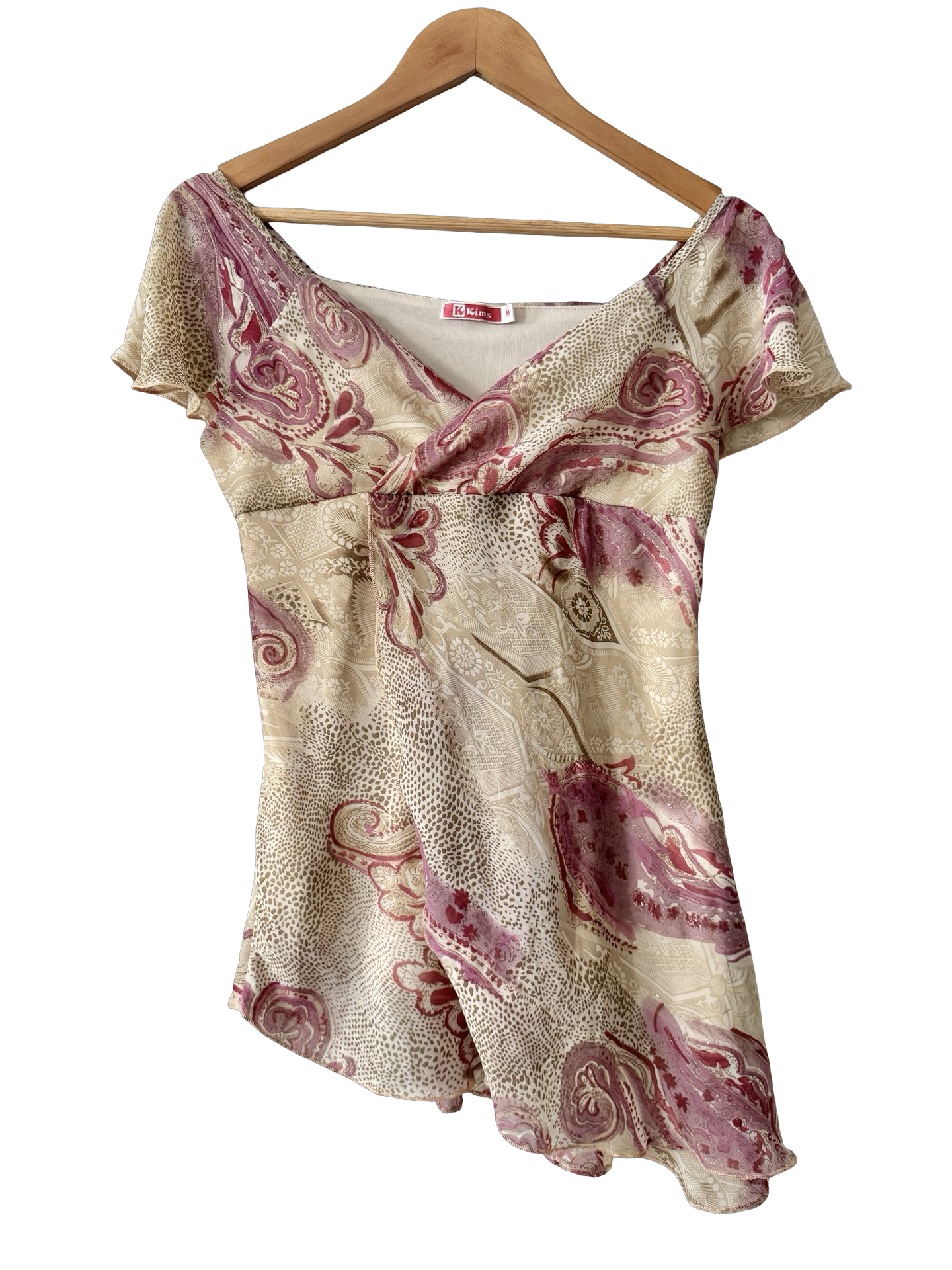 Vintage Y2K Raspberry Souk Paisley Top (M)