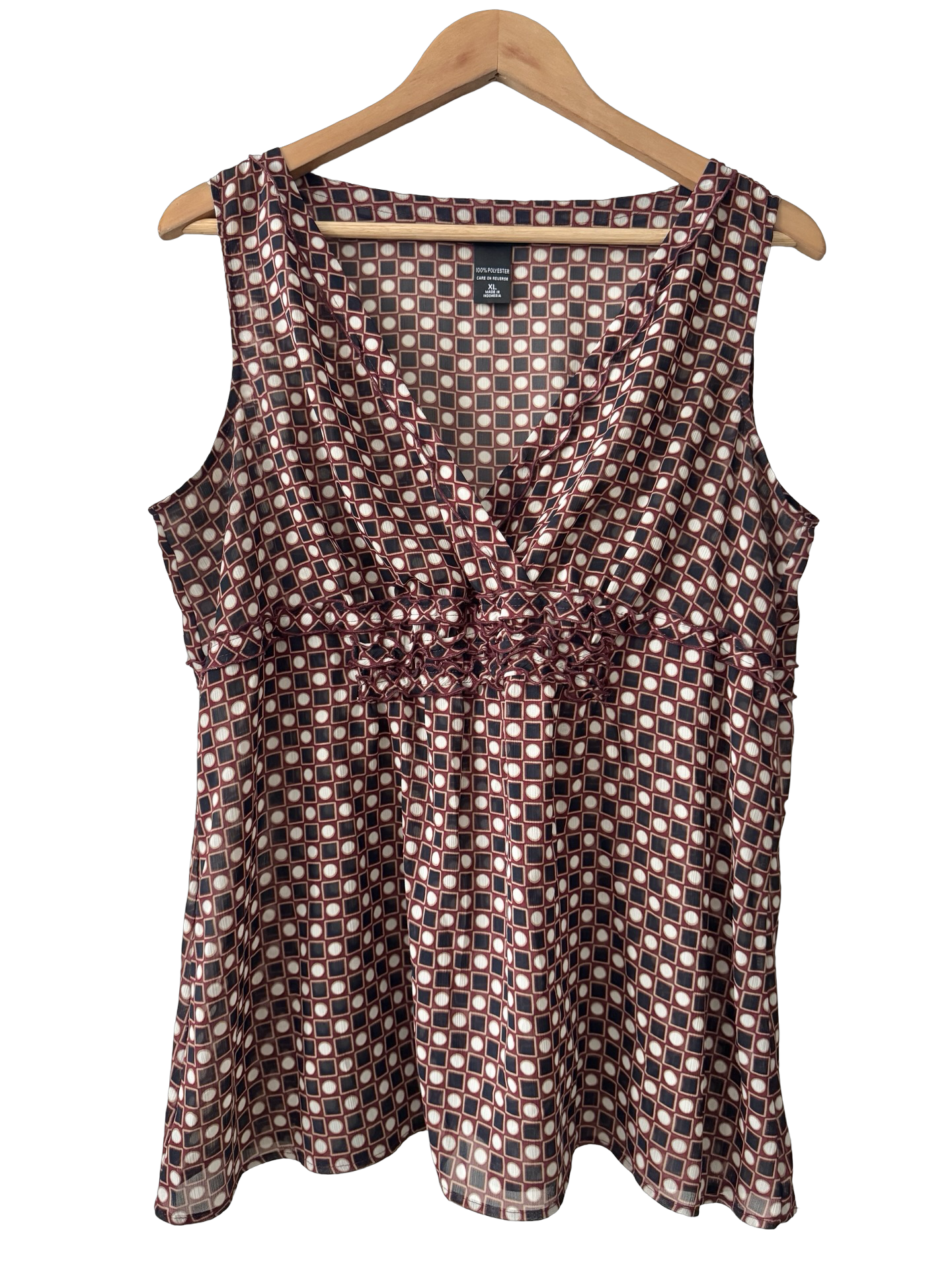 Vintage Y2K Merlot Geo Babydoll Top (XL)