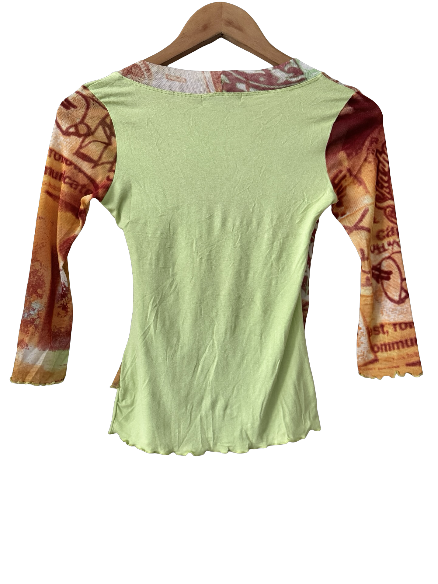 Vintage Y2K Lime City Girl Mesh Top (XS)