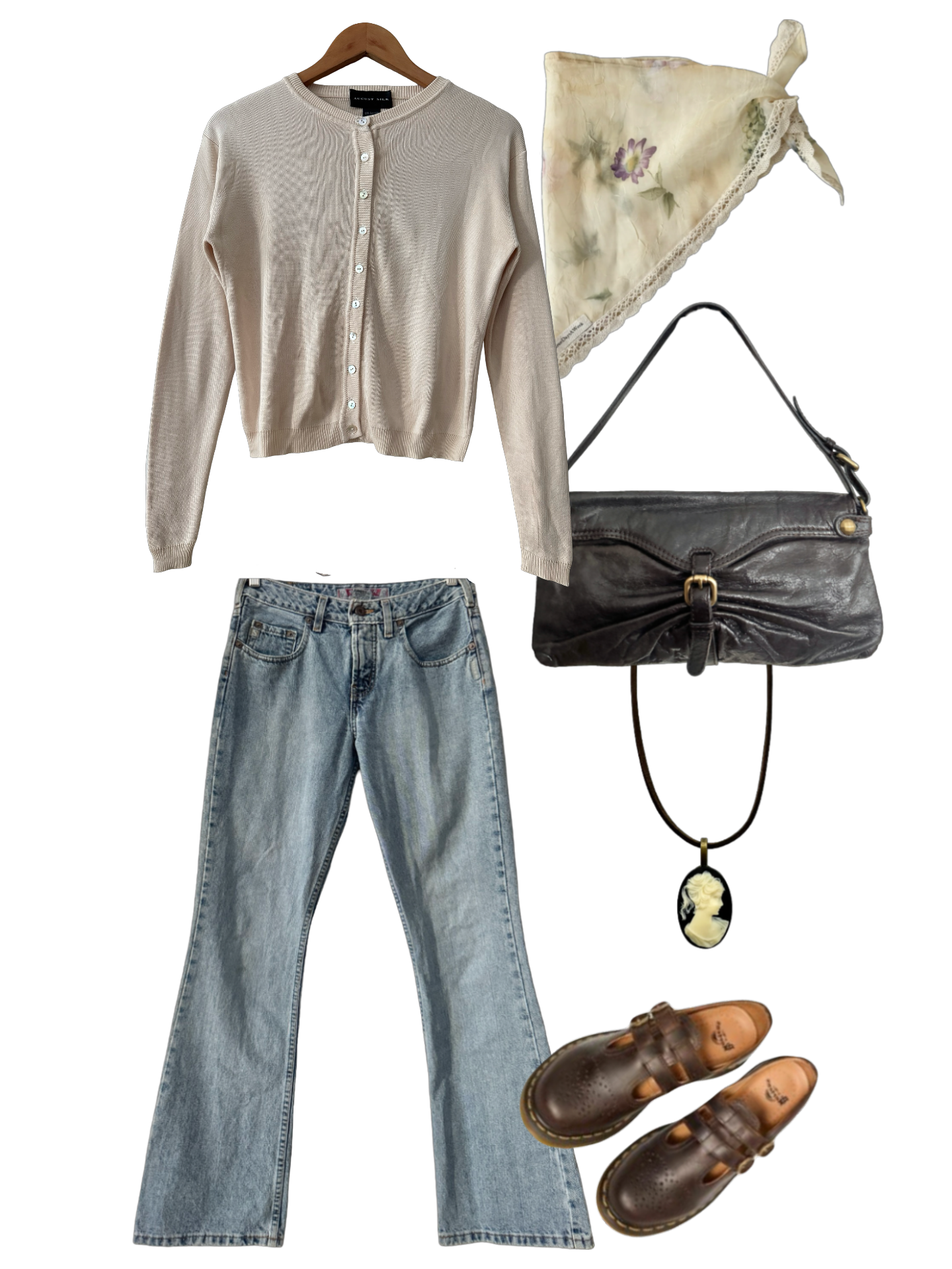 Vintage Y2K Vanilla Silk Cropped Cardigan (M)