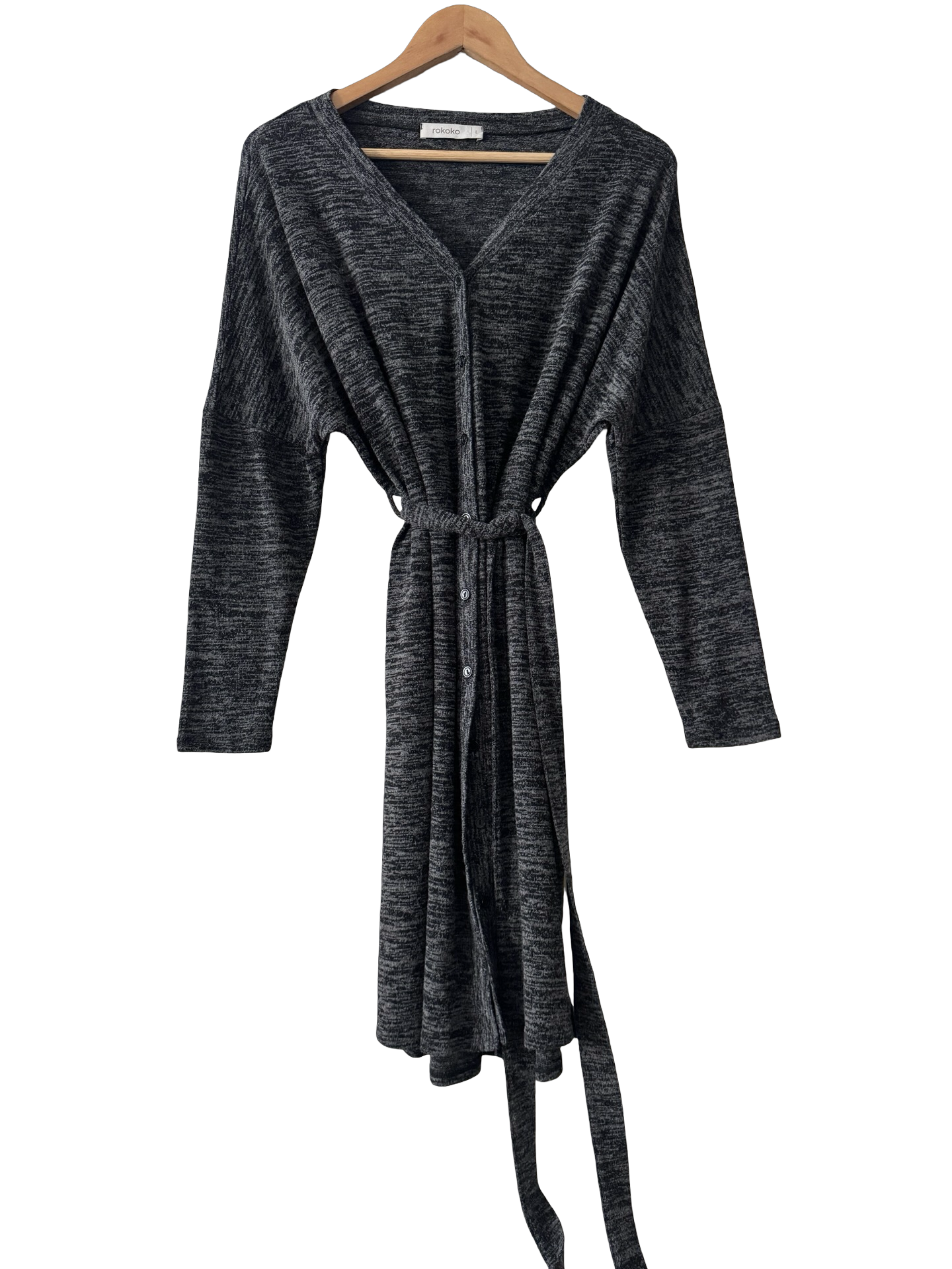 Vintage Y2K Charcoal Muse Belted Knit  (L)