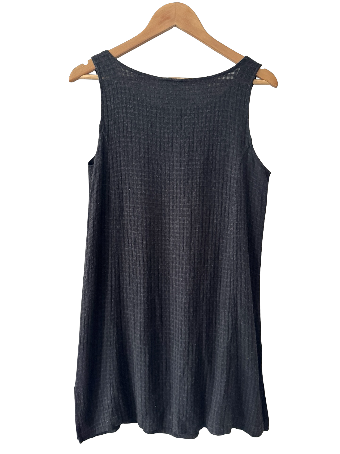Vintage 90s Charcoal Waffle Mini Dress (M)