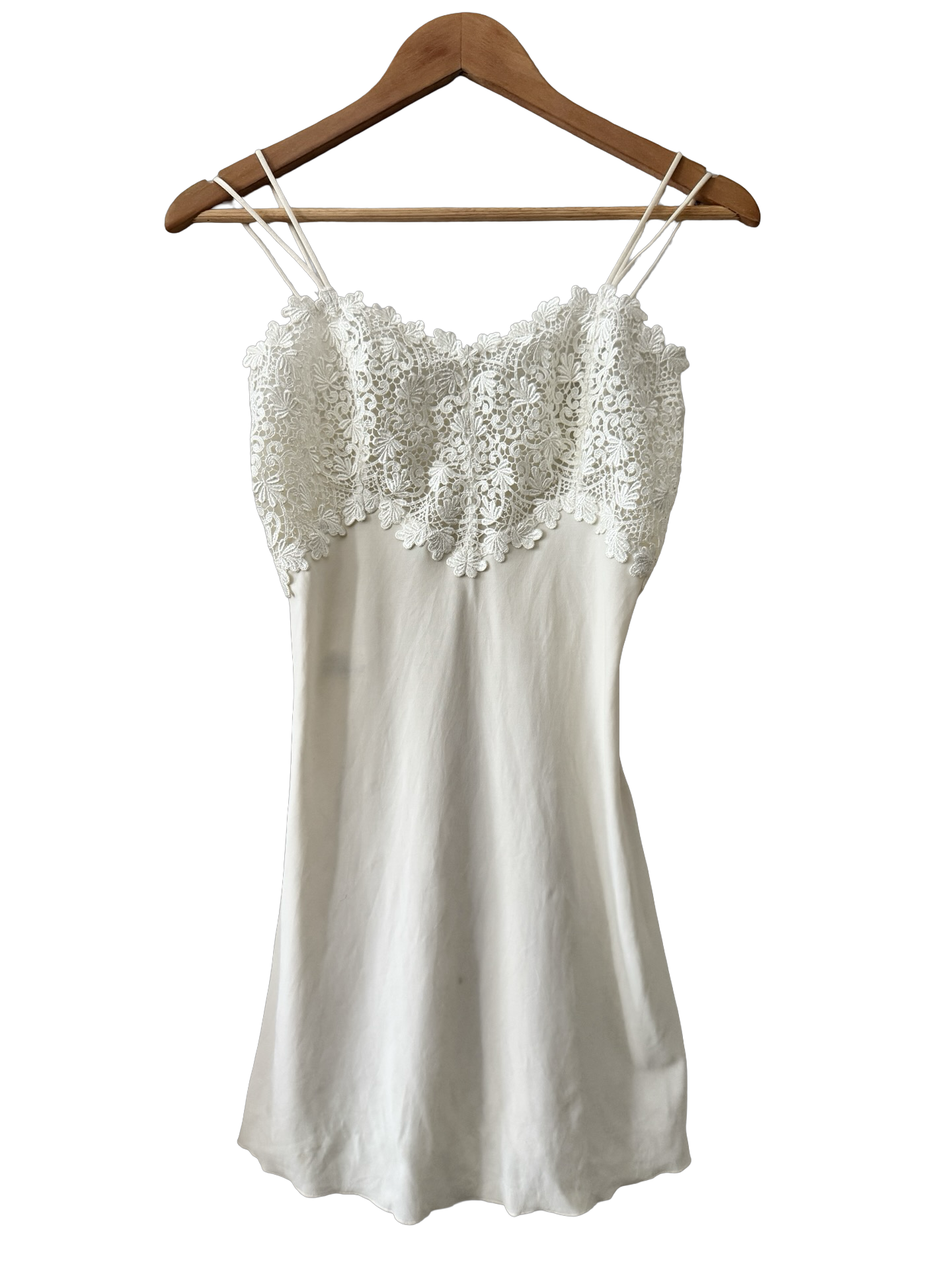 Vintage Y2K European Ivory Sonata Lace Slip Dress (S)