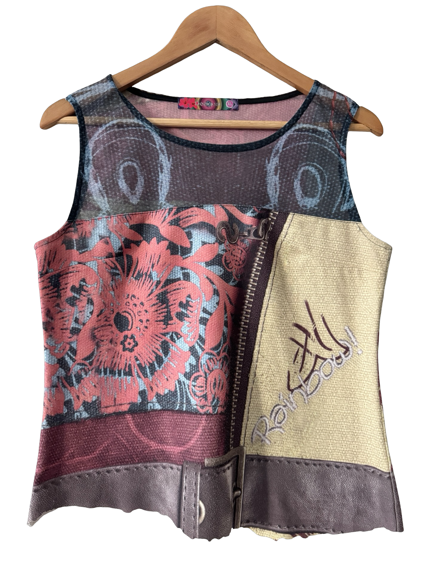 Vintage Y2K Desigual Dropout Patchwork Tank Top (L)