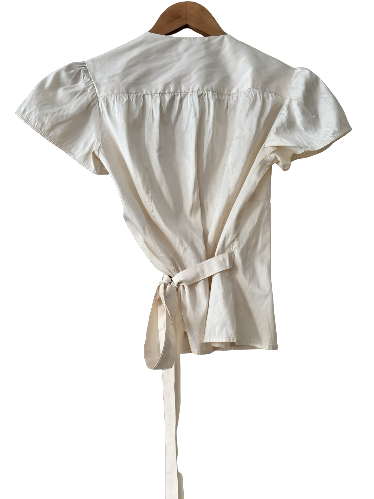 Vintage Y2K Paris Morning Silk Wrap Blouse (S)