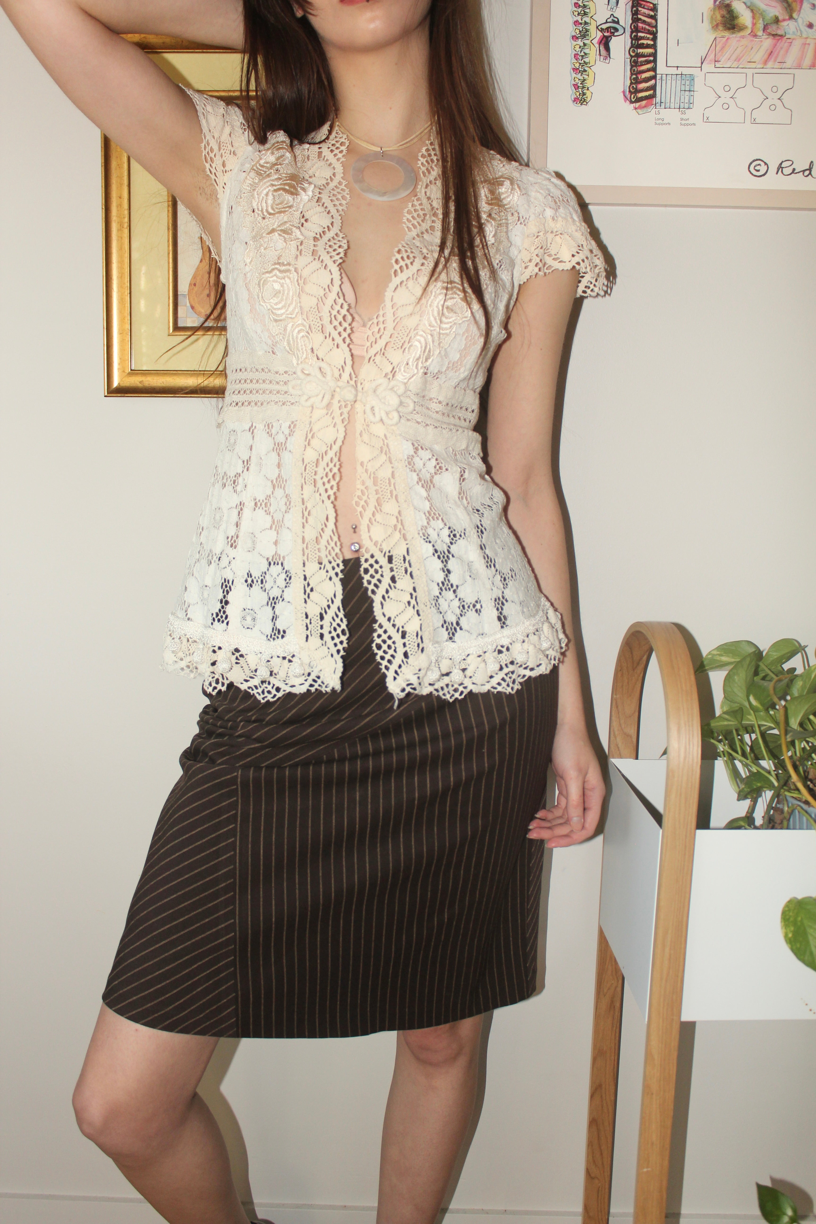 Vintage 90s Ornante Lace Knit Top (XS)