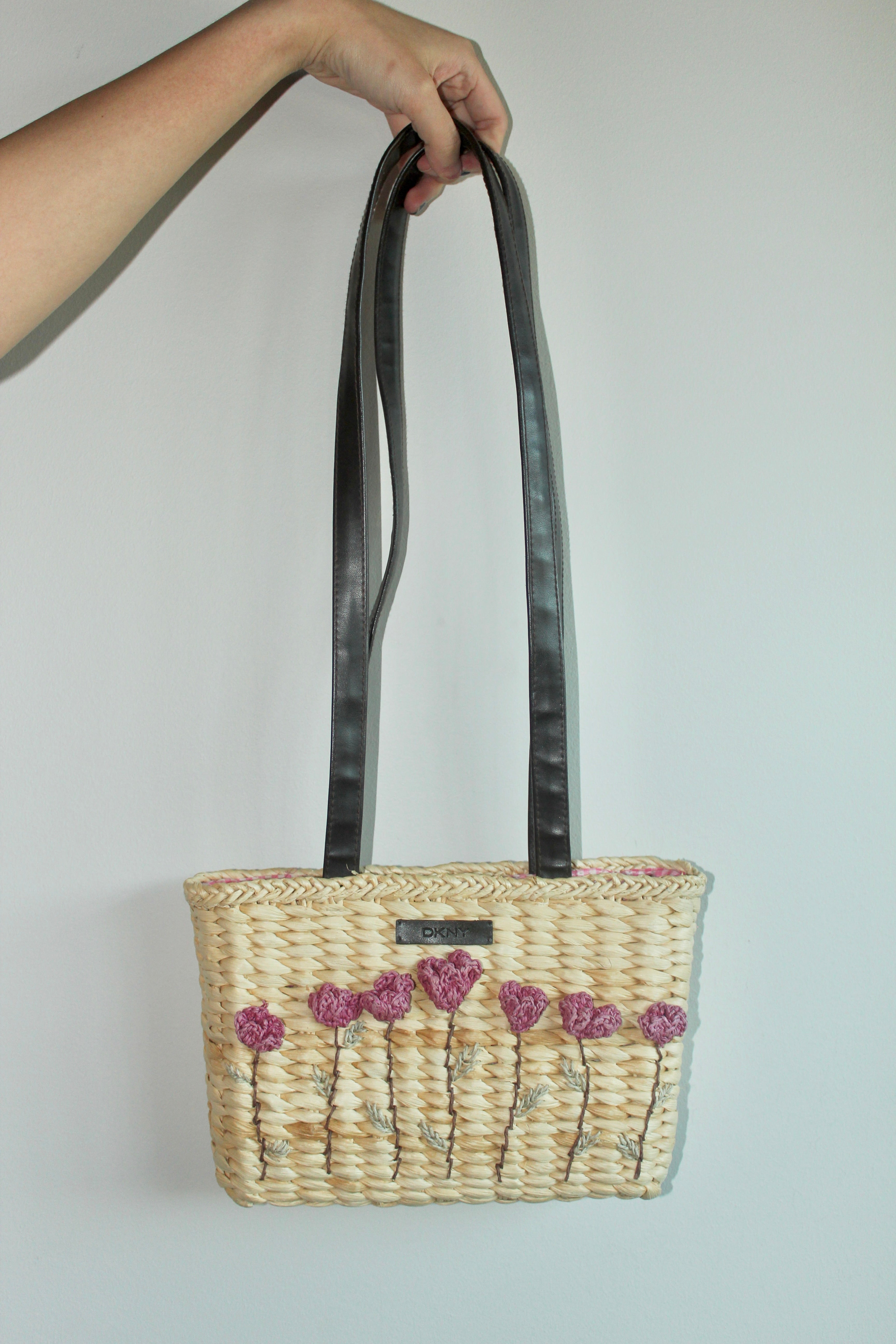 Vintage DKNY Floral Wicker Purse