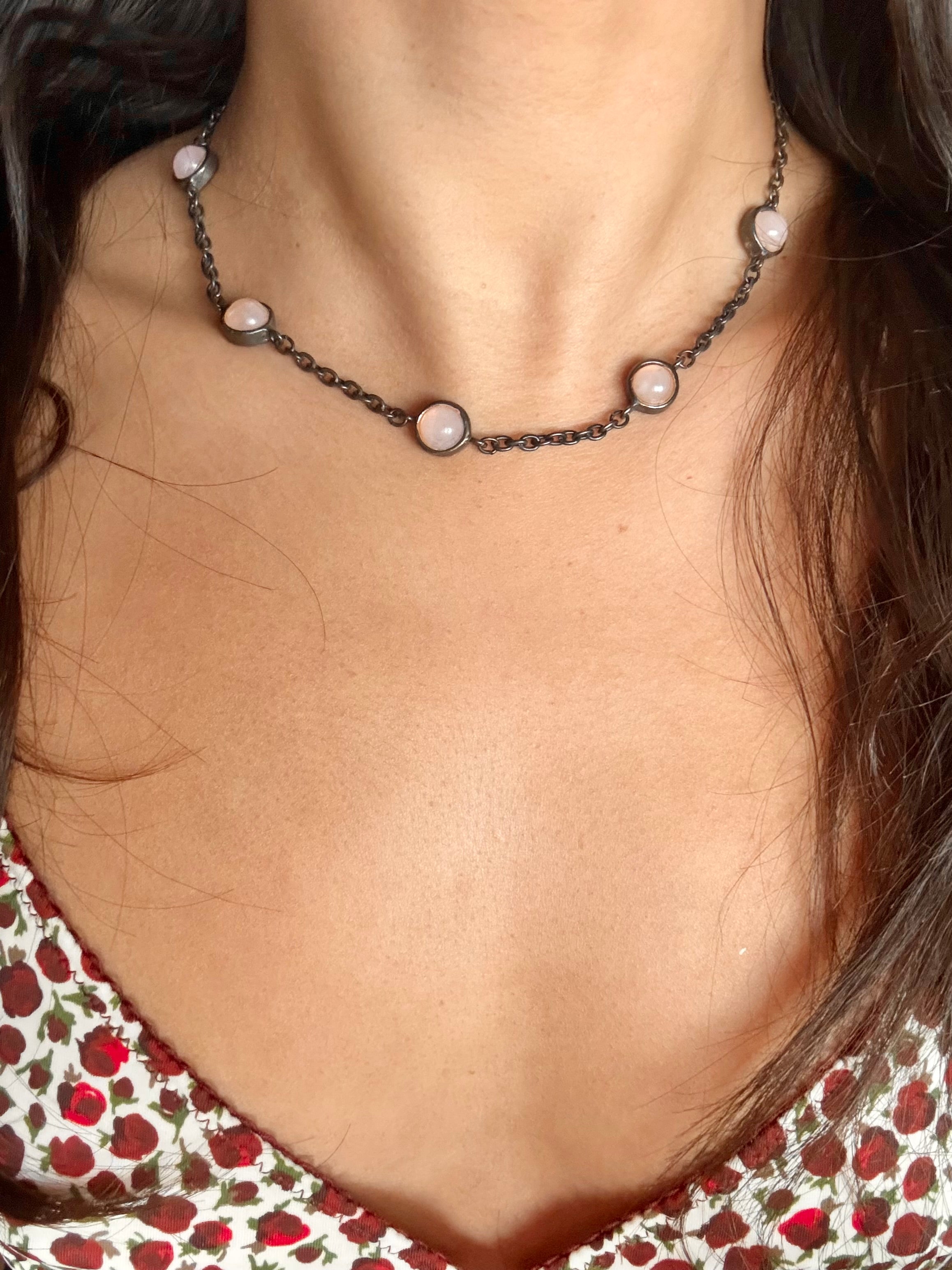 Antique Dainty Pink Beaded Choker