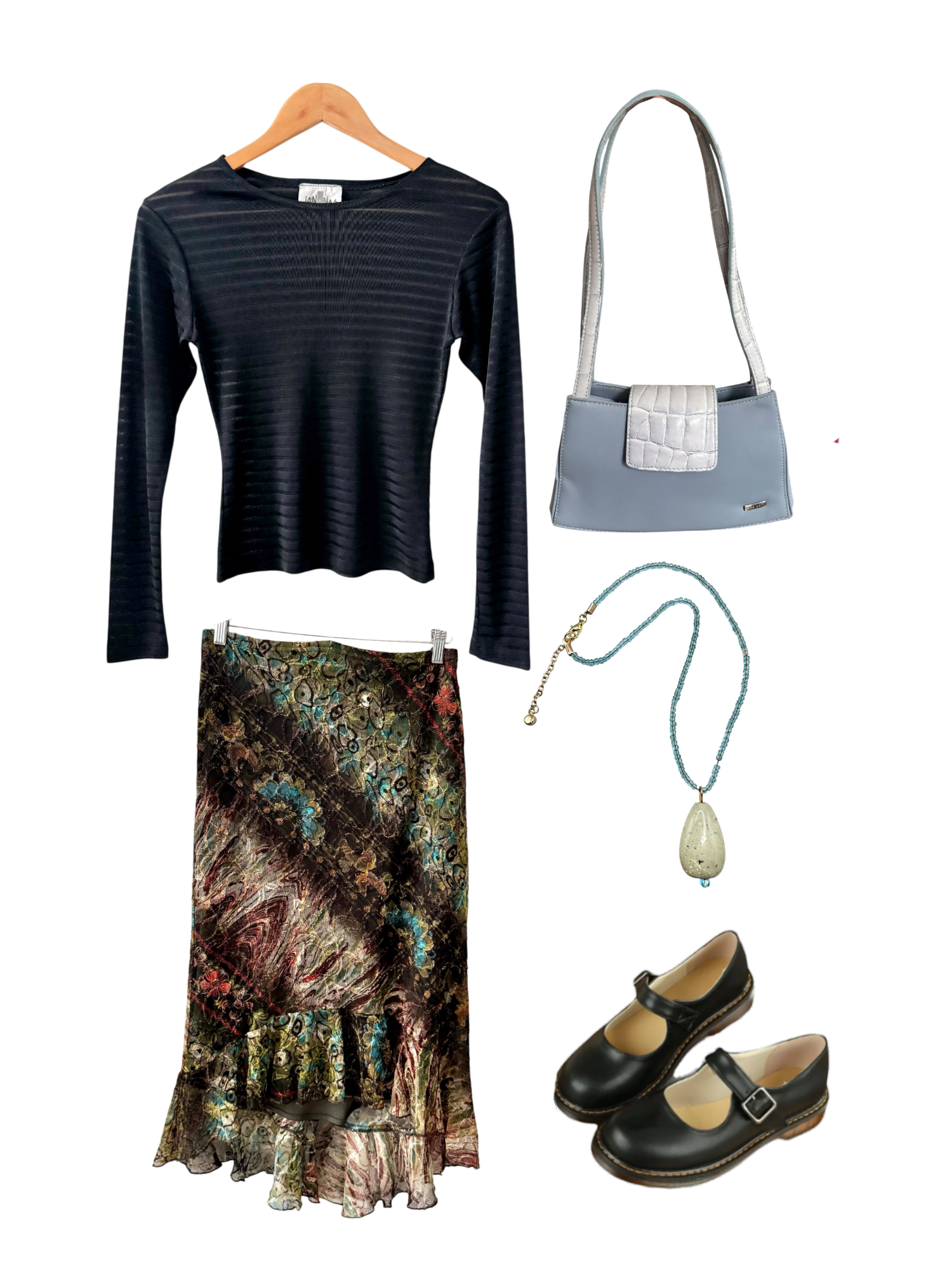 Vintage Paisley Lace Ruffle Hem Skirt (S/M)