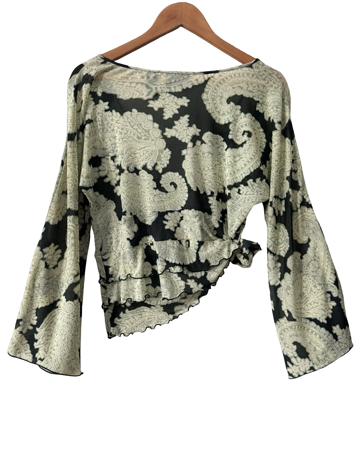 Vintage 90s Floral Emerald Fairy Gauzy Top (L-XL)