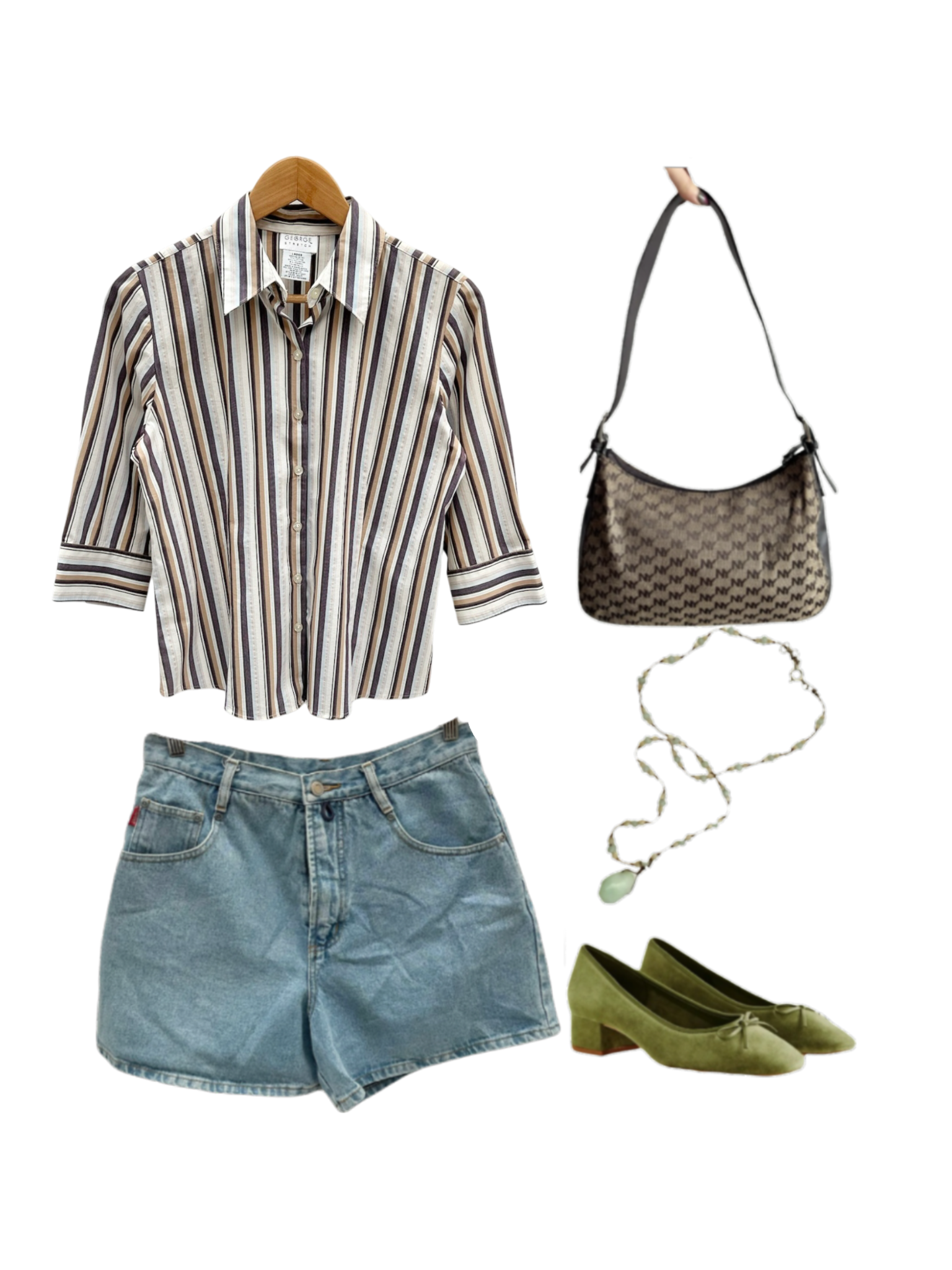 Vintage 90s Retro Striped Cotton Button Up (M)