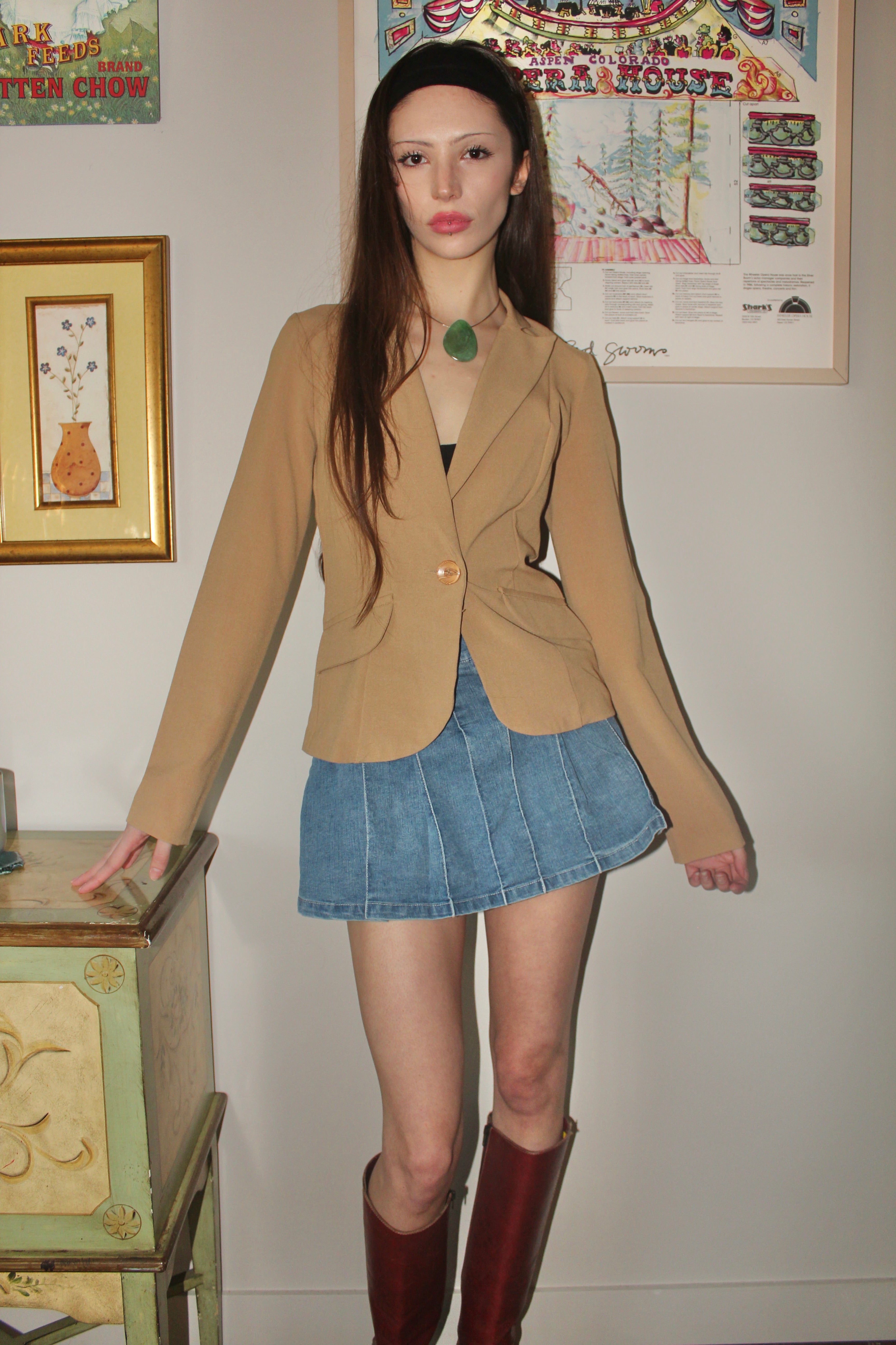 Vintage 90s Fitted Tan Blazer (S)