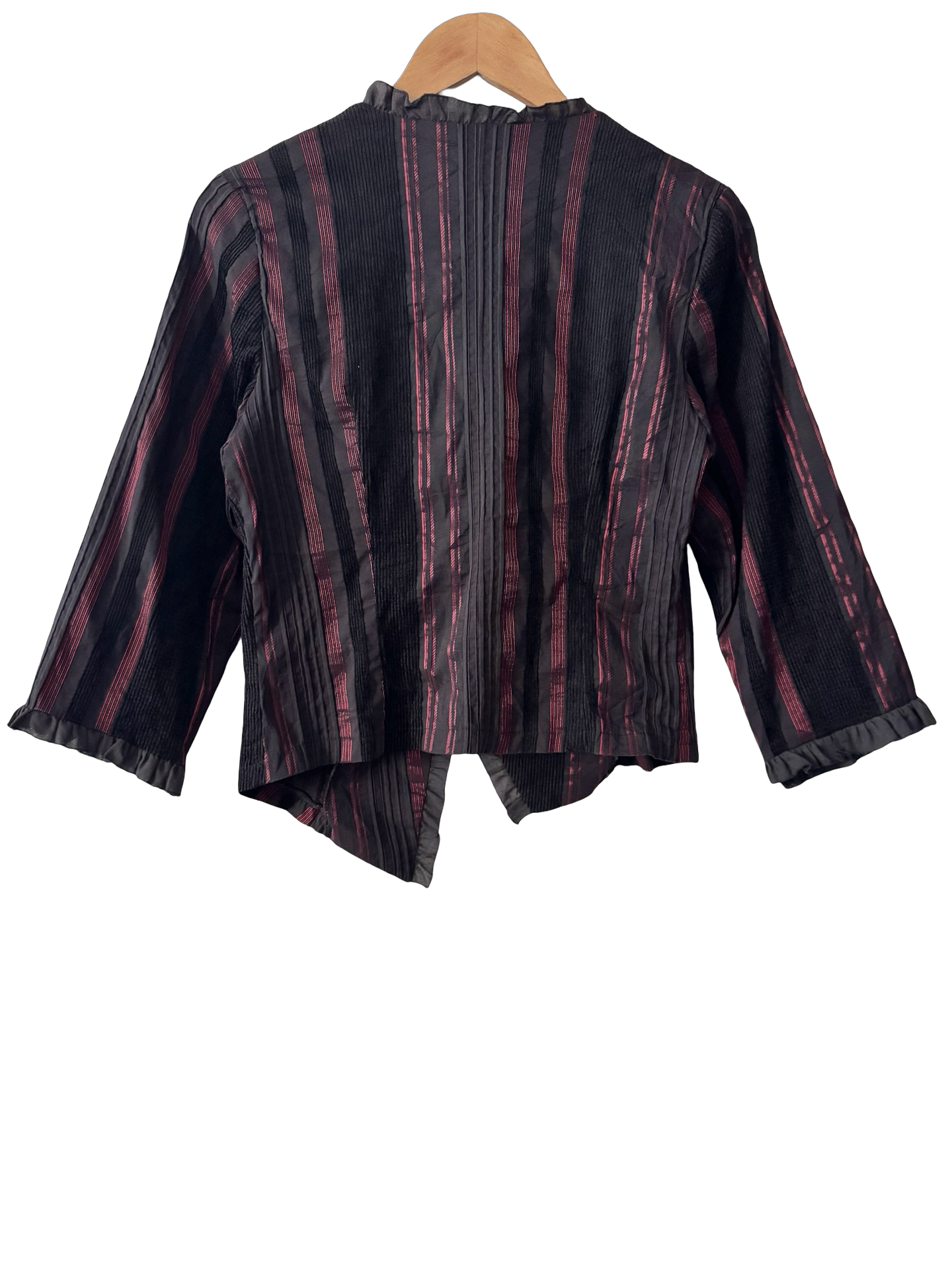 Vintage Y2K Asymmetrical Bordeaux After Hours Pinstripe Blazer (M)