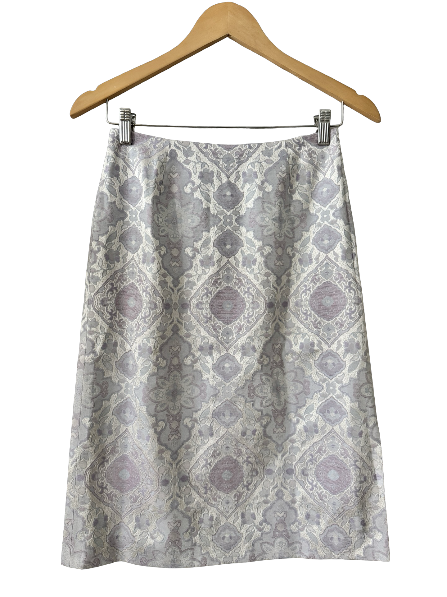 Vintage 90s Lavender Brocade Midi Skirt (S)