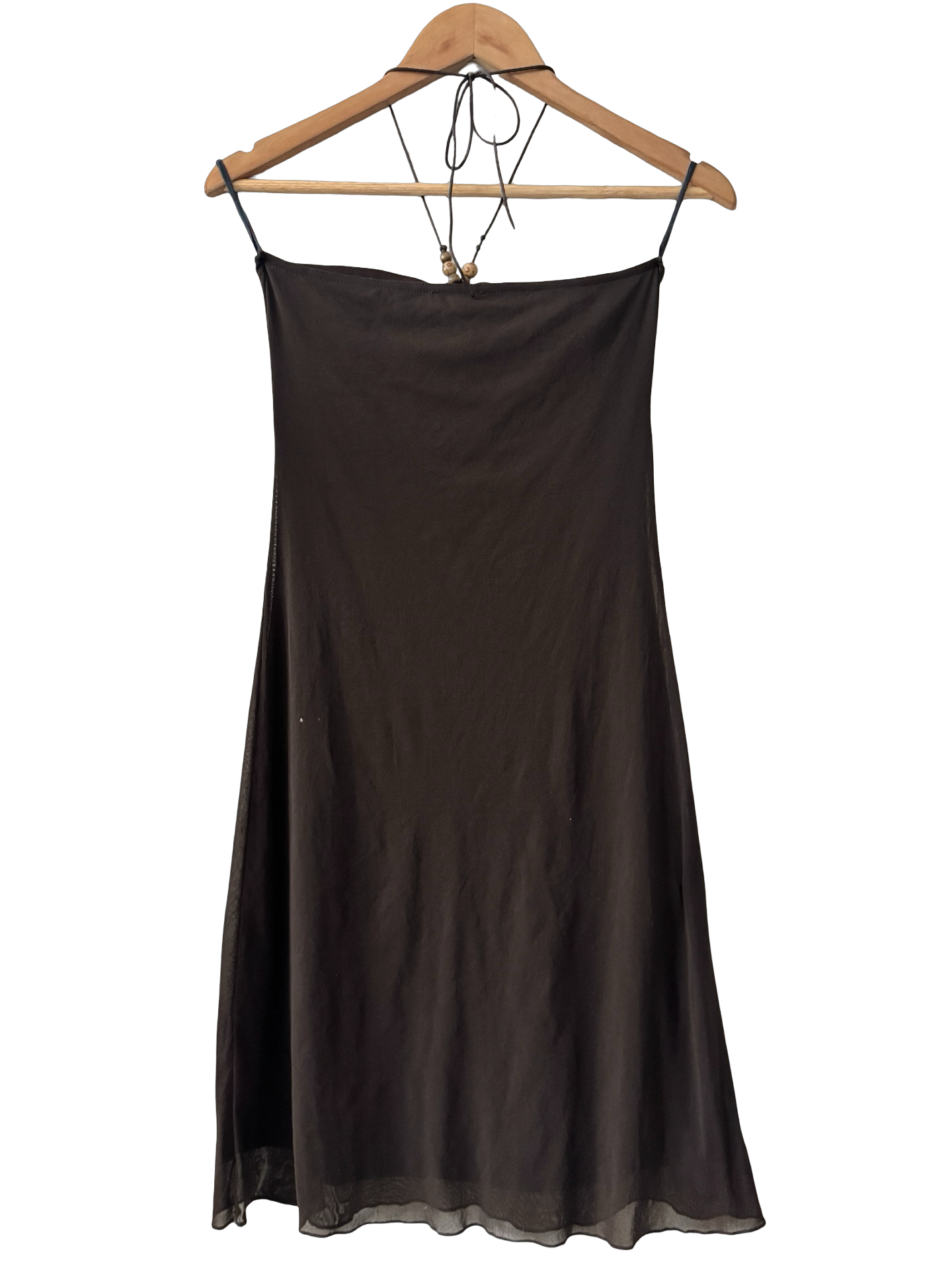 Vintage 90s Knit Chocolate Halter Dress (S)
