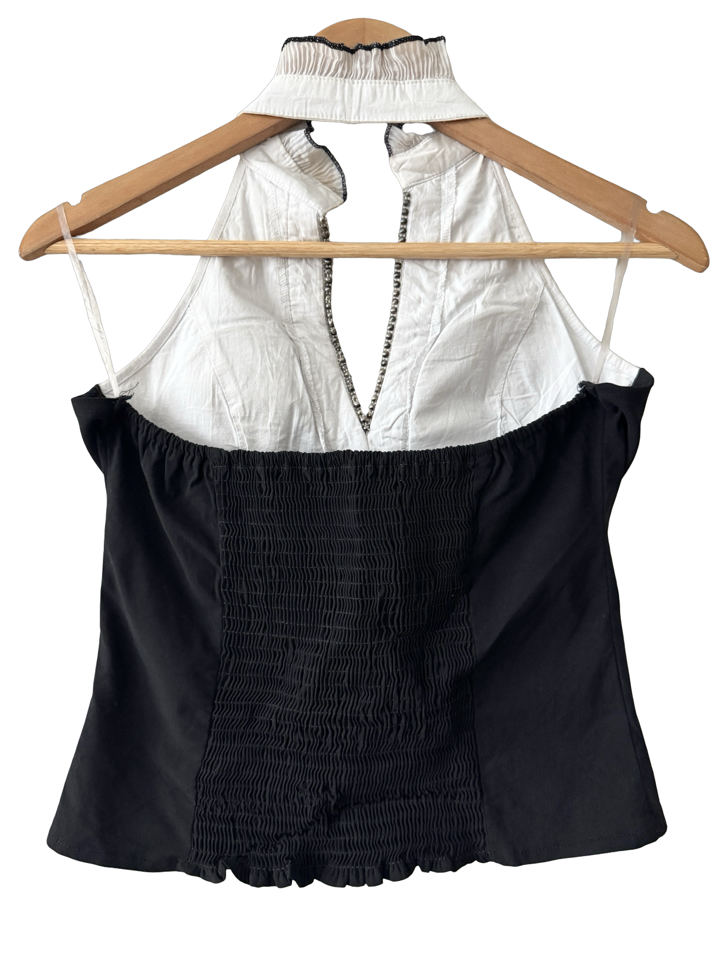 Vintage Y2K Black And White Corset Halter Top (L)