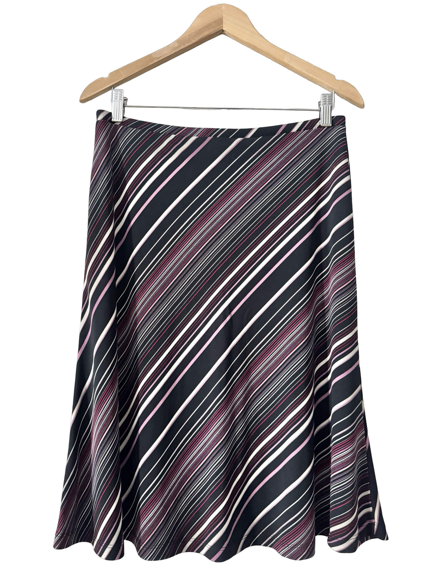 Vintage Y2K Pink Lines Diagonal Stripe Midi Skirt (M)