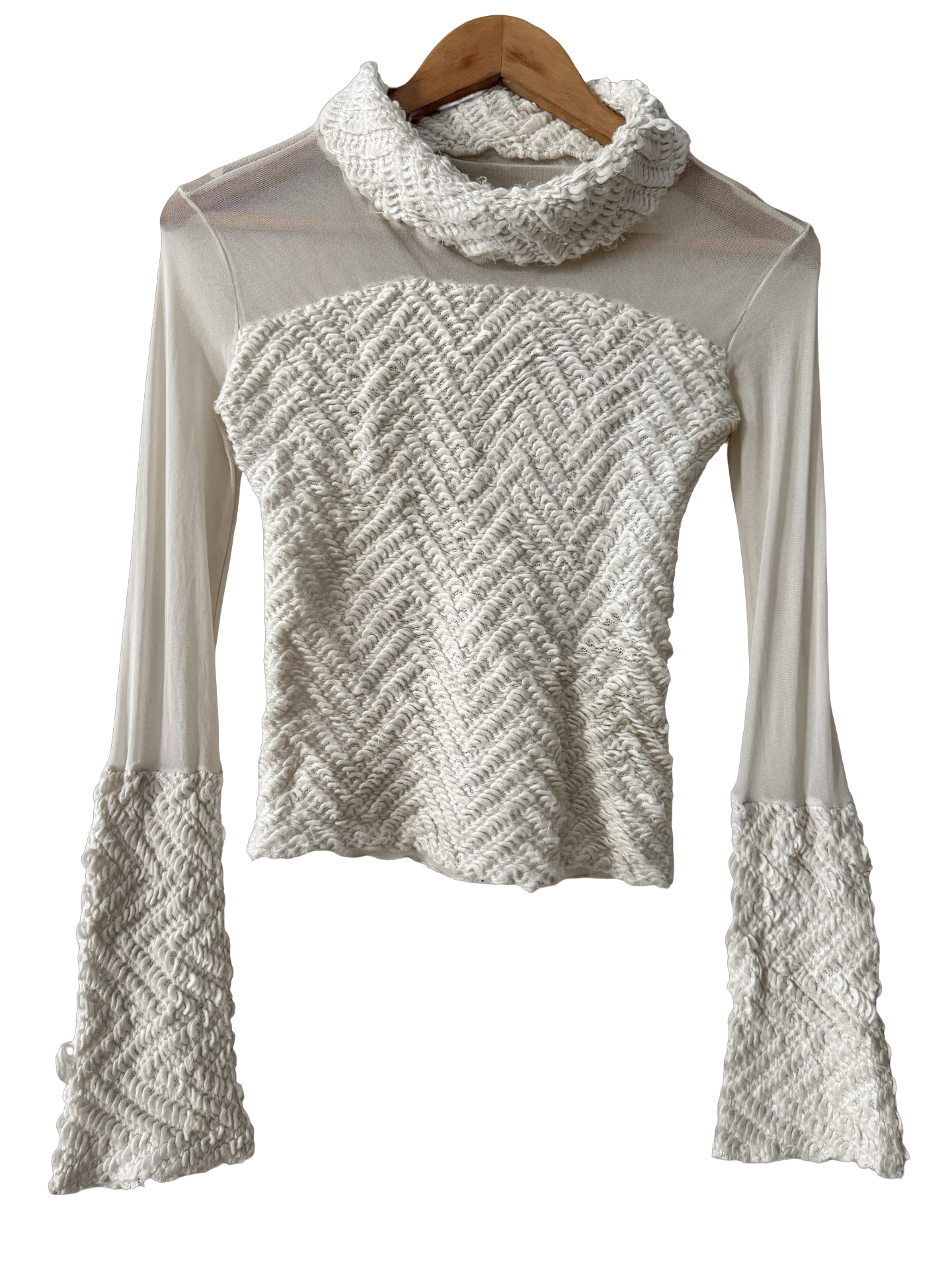 Vintage 90s Italian Cloud White Textured Turtleneck (S)