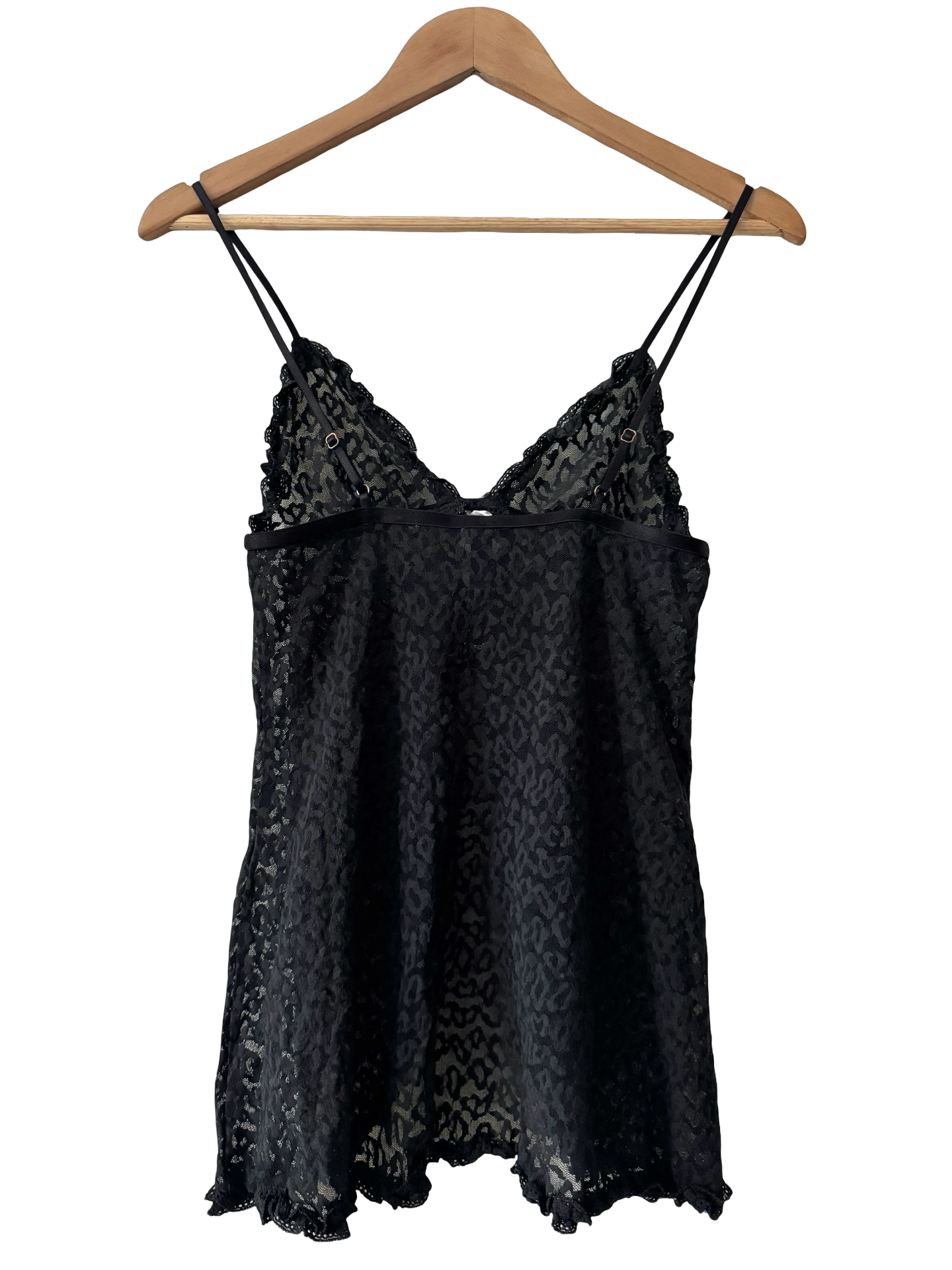 Vintage Y2K Black Leopard Lace Babydoll Cami (XS)