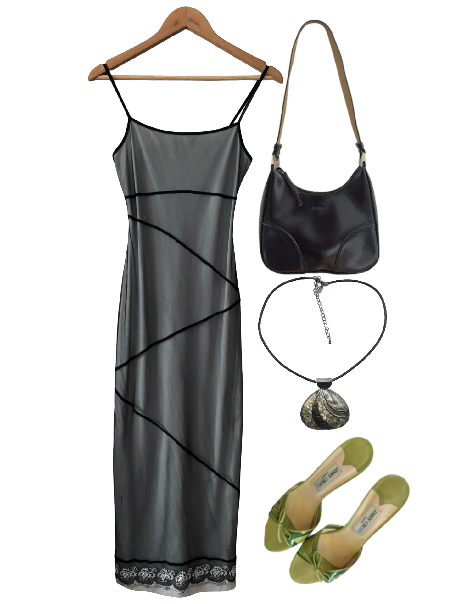 Vintage 90s XOXO Smoke & Mirrors Mesh Maxi Dress (XS/S)