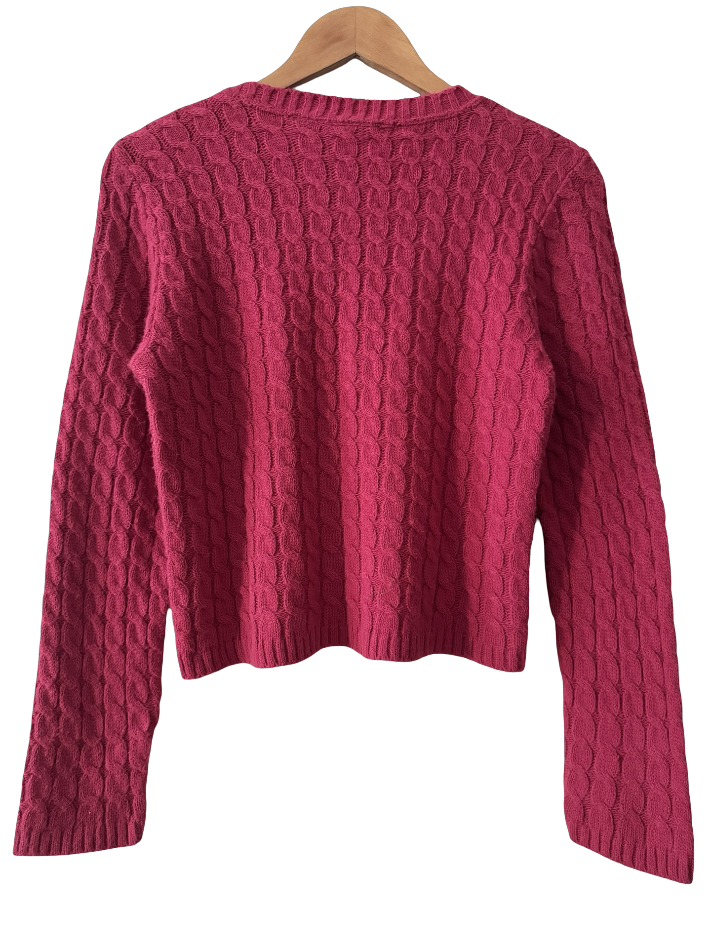 Vintage 90s Raspberry Crush Cable-knit Sweater (S/M)