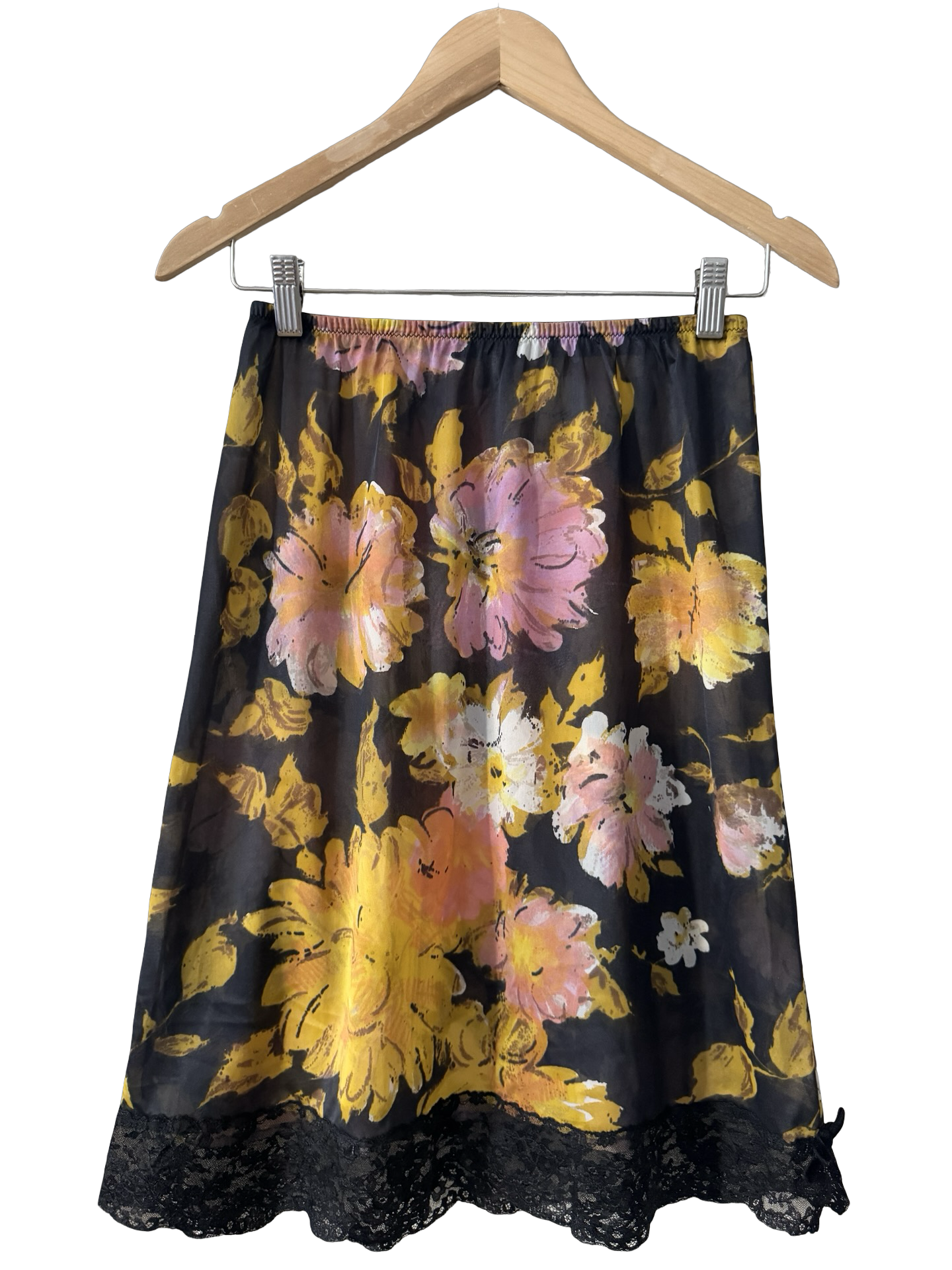 Vintage 80s Dreamy Floral Lace Midi Slip (S/M)