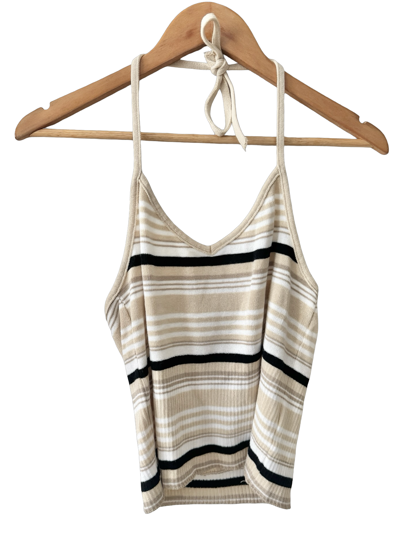 Vintage 90s Café Stripe Ribbed Halter (M)
