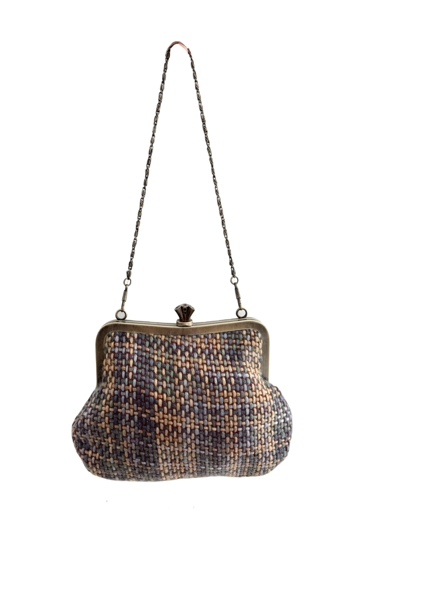 Vintage 90s Woven Frame Clutch With Chain Strap