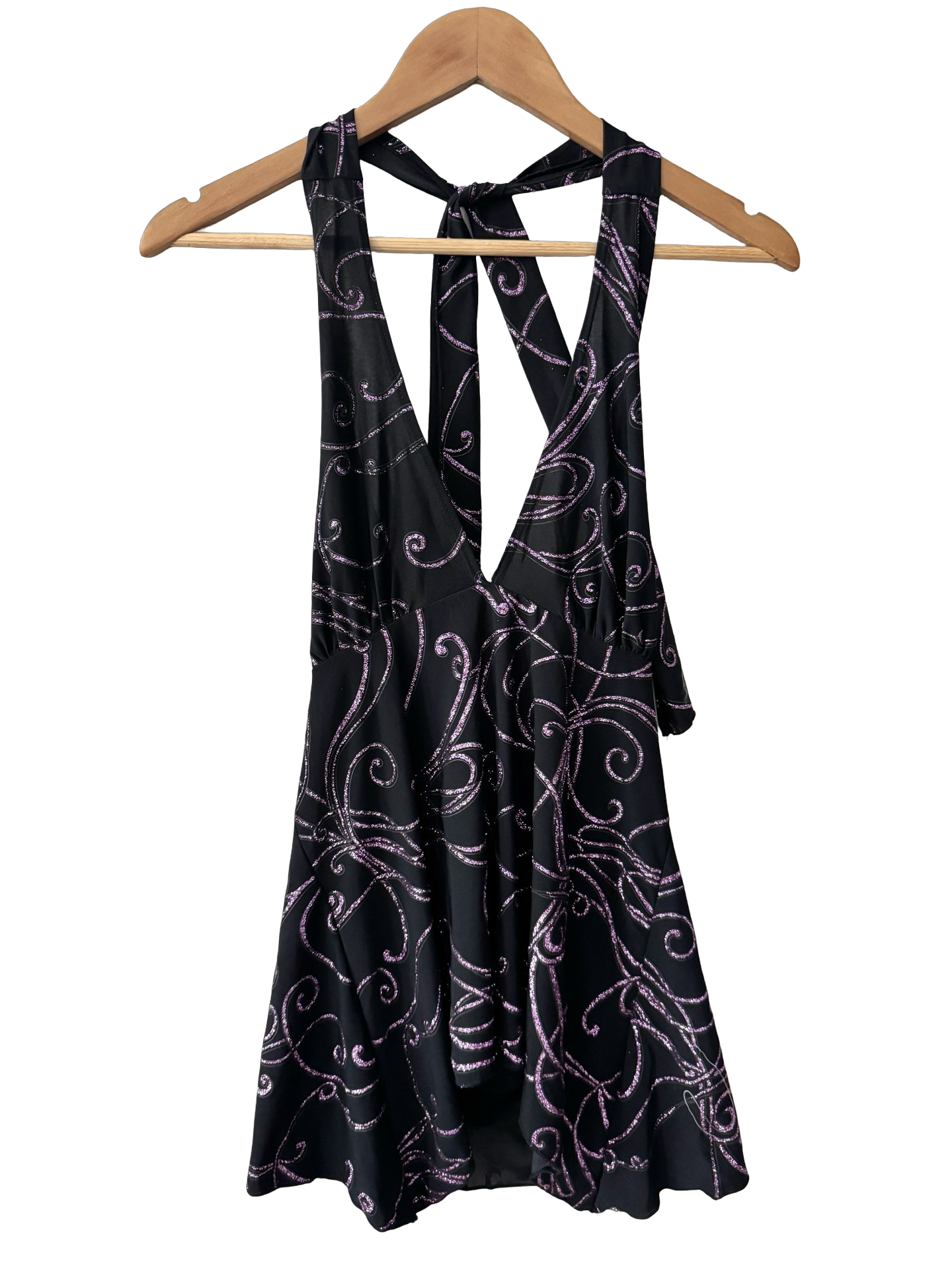 Vintage Y2K Violet Stardust Buckle Back Top (M)