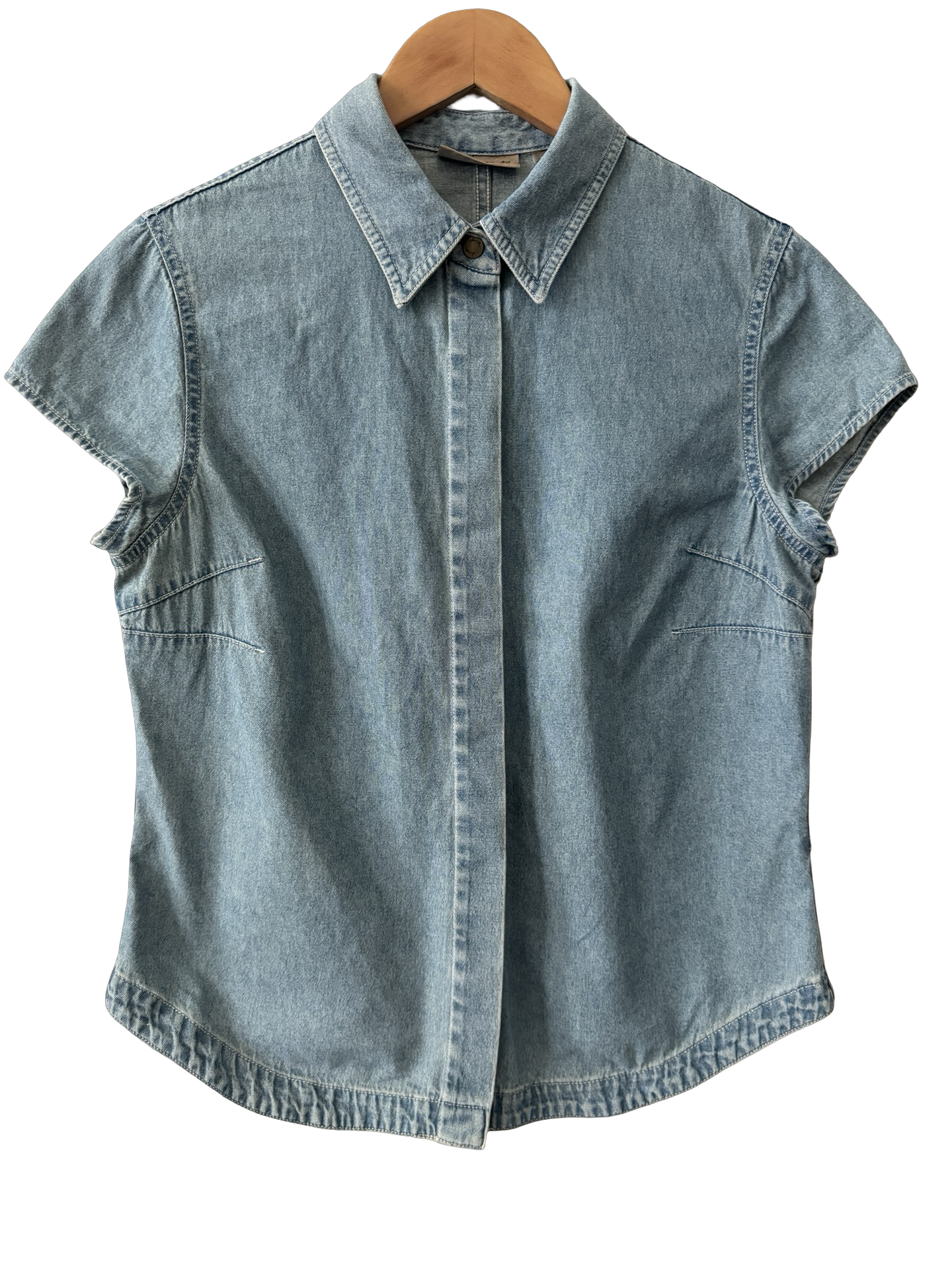 Vintage Y2K Minimal Denim Cap Sleeve Top (M)