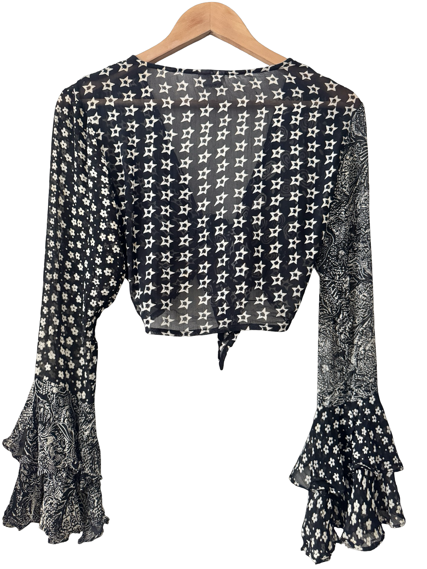 Vintage Y2K Retro Mixed Media Tie Top (M)