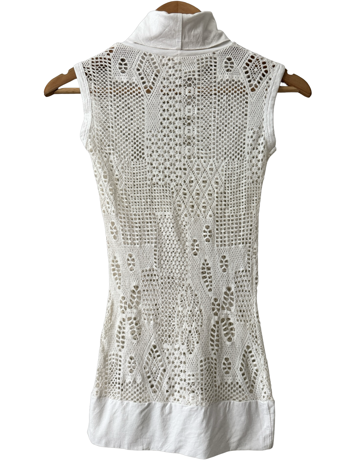 Vintage Y2K Mesh Turtleneck Longline Top (S/M)