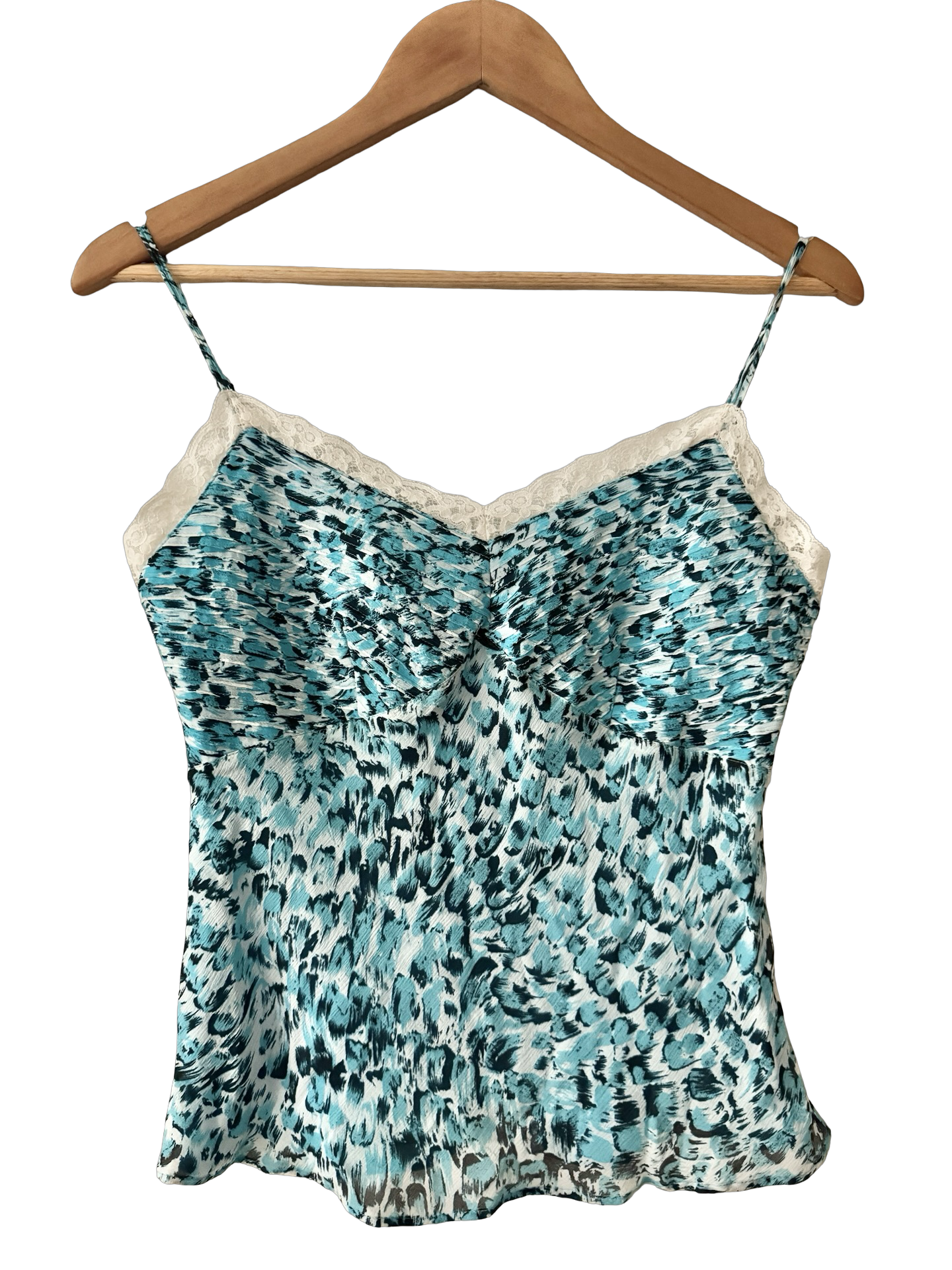 Vintage Y2K Sea Glass Silk Lace Cami (S/M)