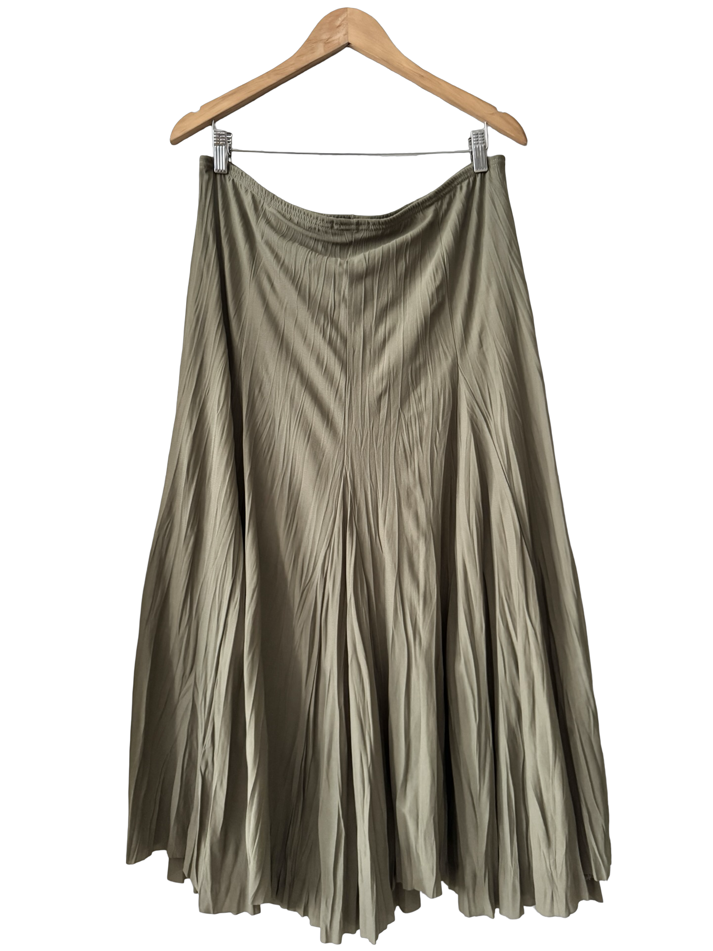 Vintage 90s Olive Poetry Pleated Skirt (L/XL)