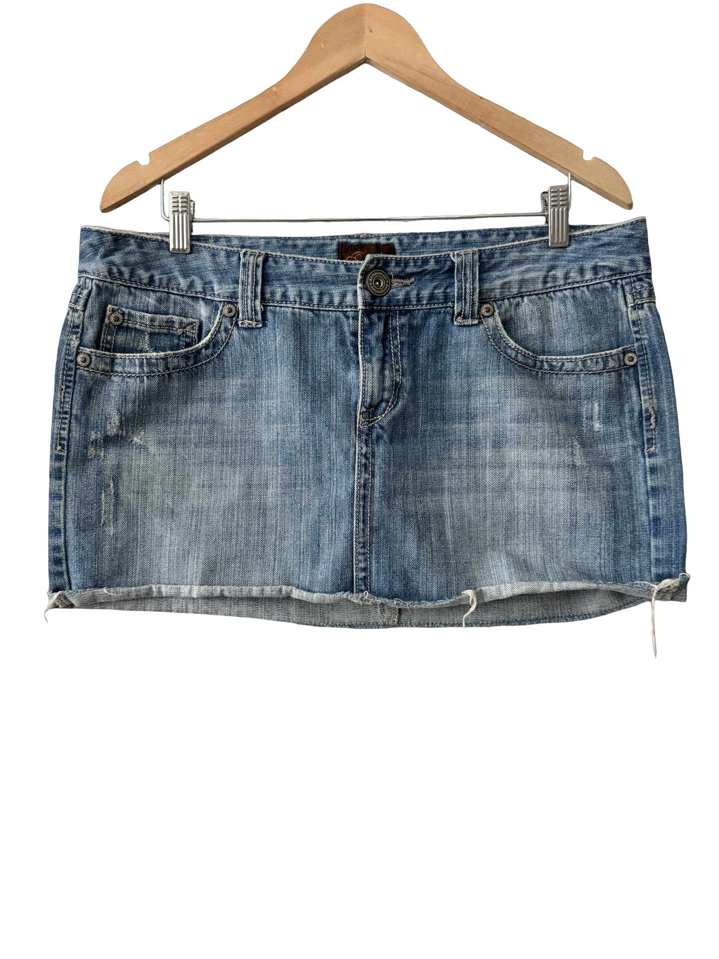 Vintage Y2K Faded Blue Denim Mini Skirt (L)