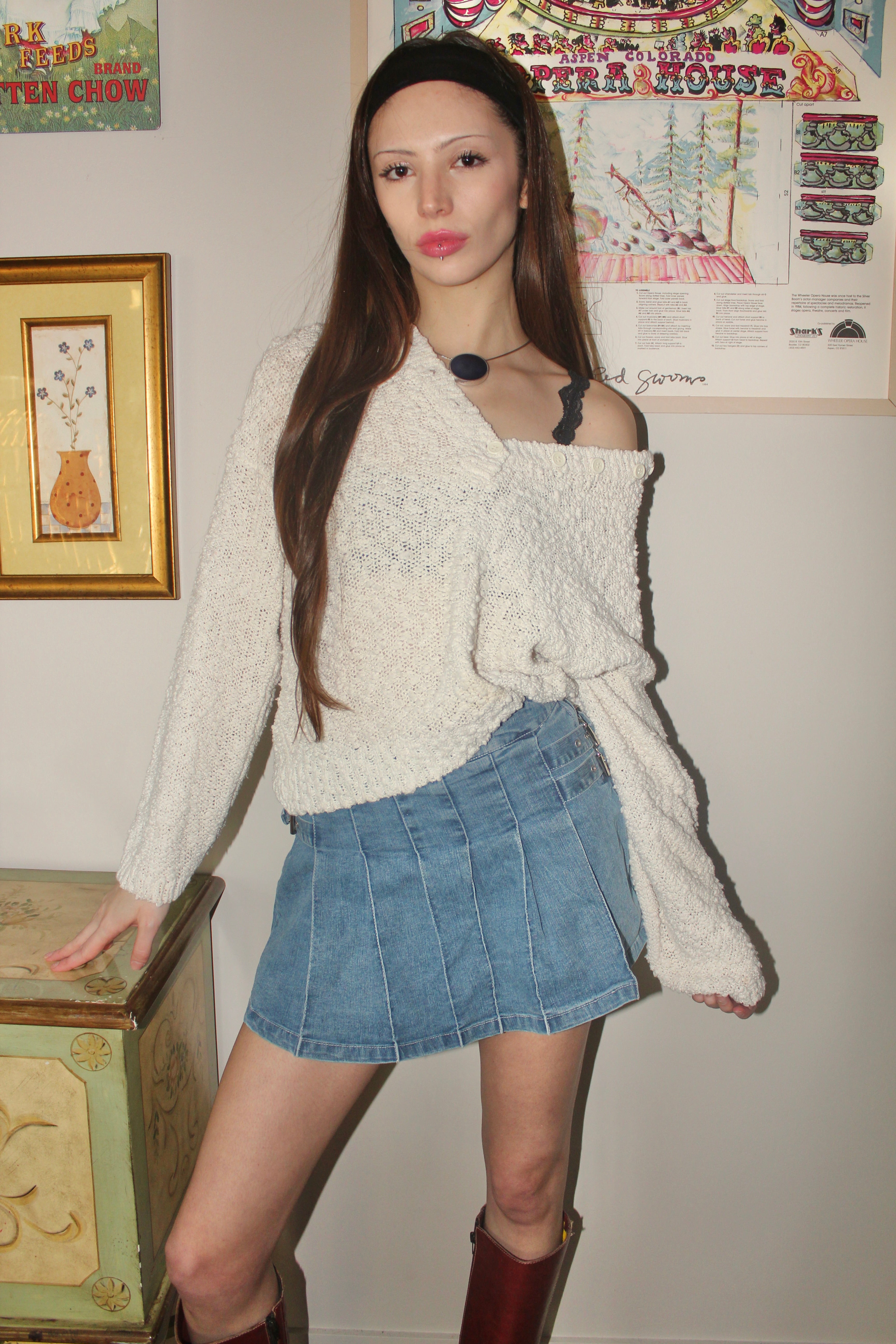 Vintage 90s Textured Knit Polo Sweater (S/M)