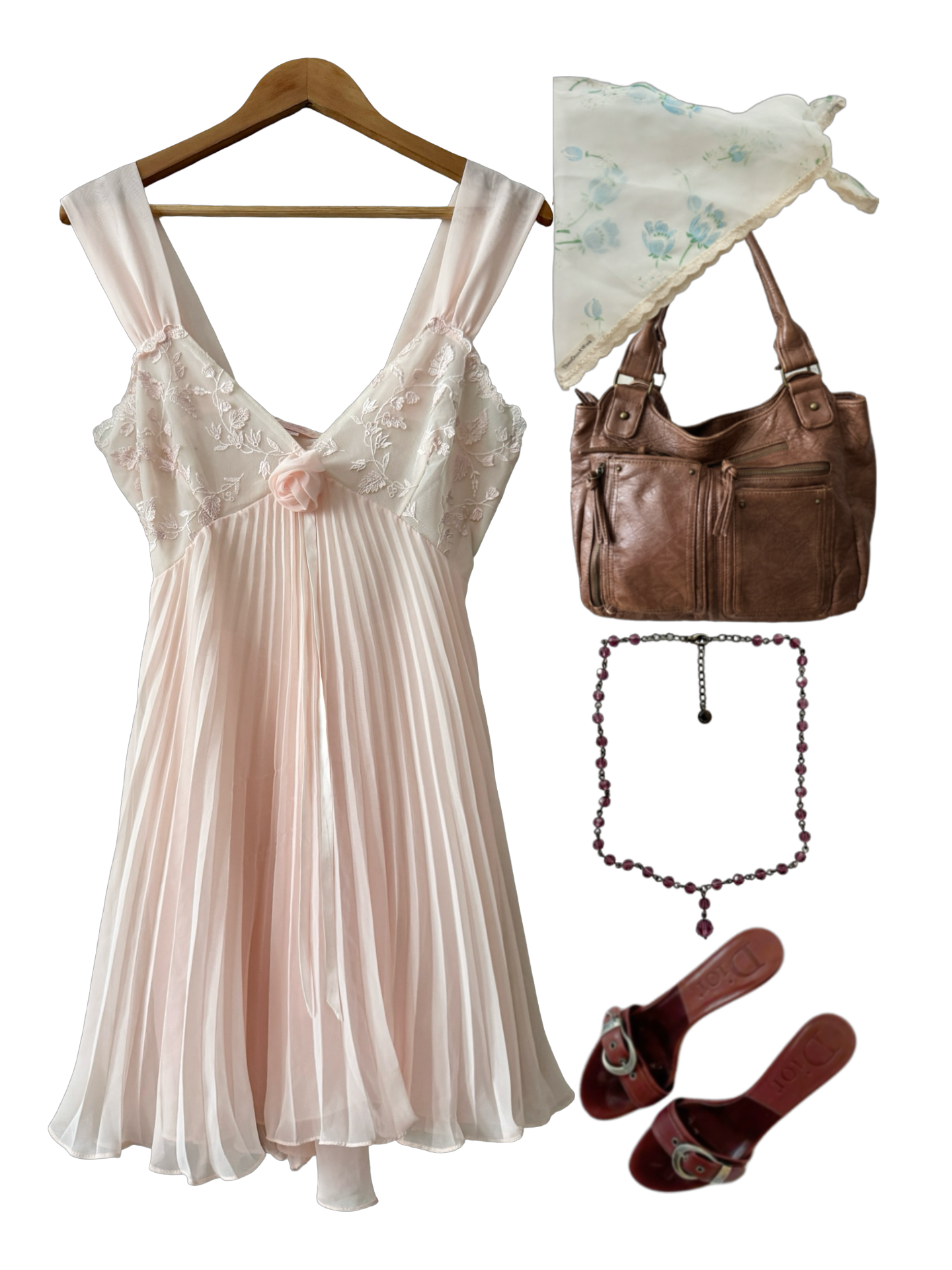 Vintage 60s Blush Chiffon Babydoll Dress (S/M)