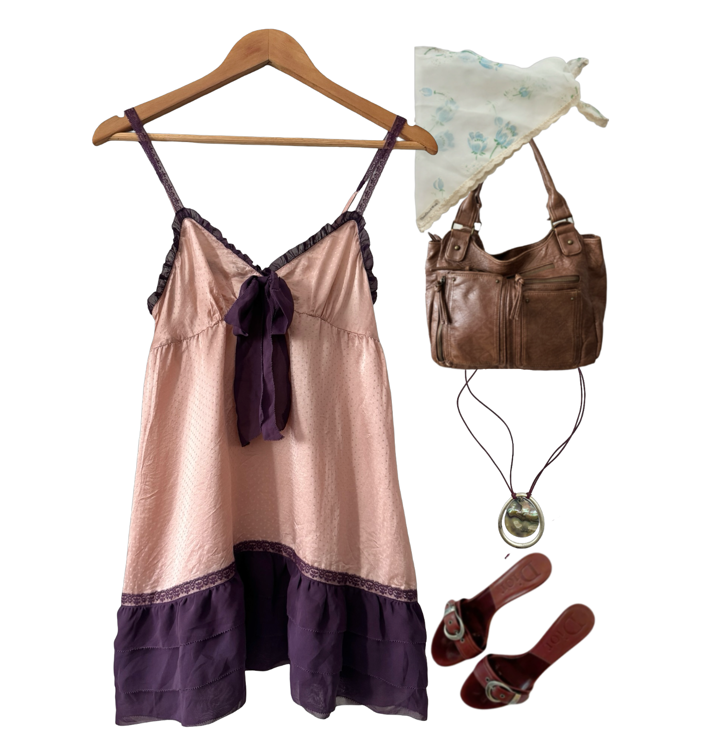 Vintage Y2K French Sugarplum Bow Mini Dress (S)