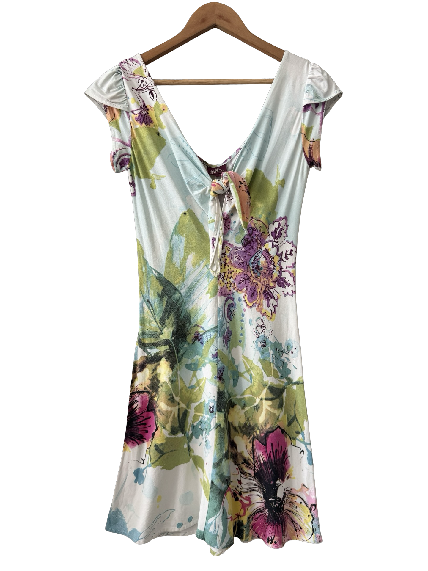 Vintage Y2K Secret Garden Tie Front Dress (S-M)