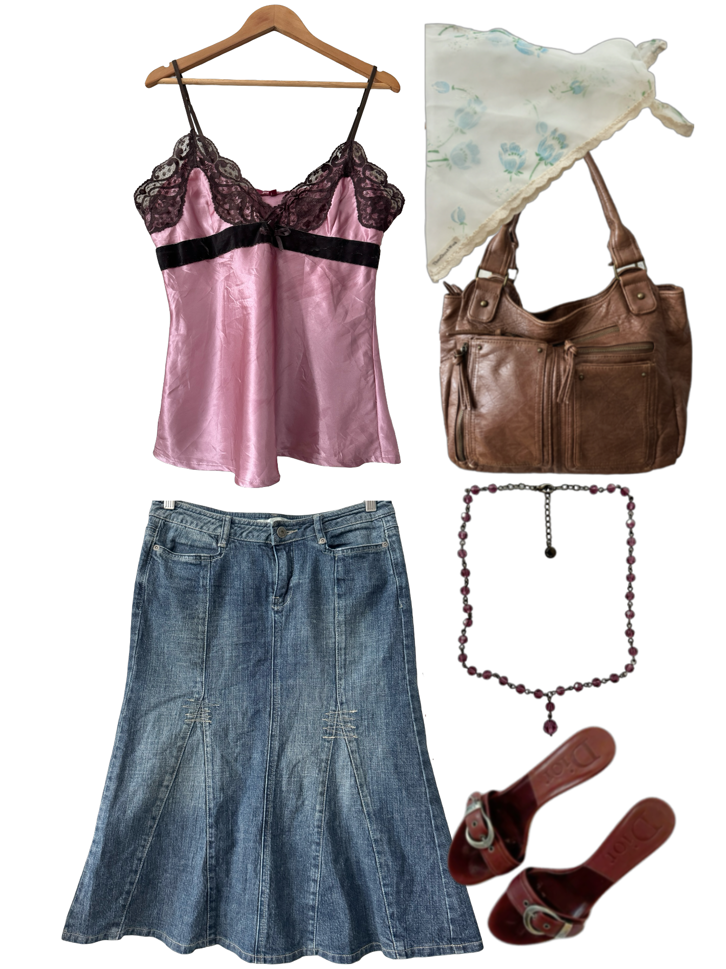 Vintage Y2K Ballet Pink Chocolate Lace Cami (M/L)