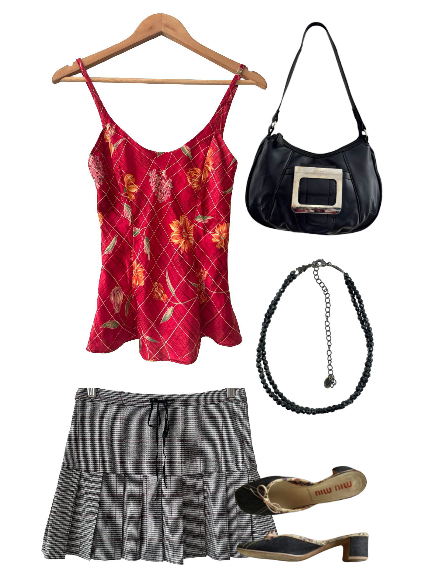 Vintage Y2K Cherry Floral Silk Cami (XS/S)