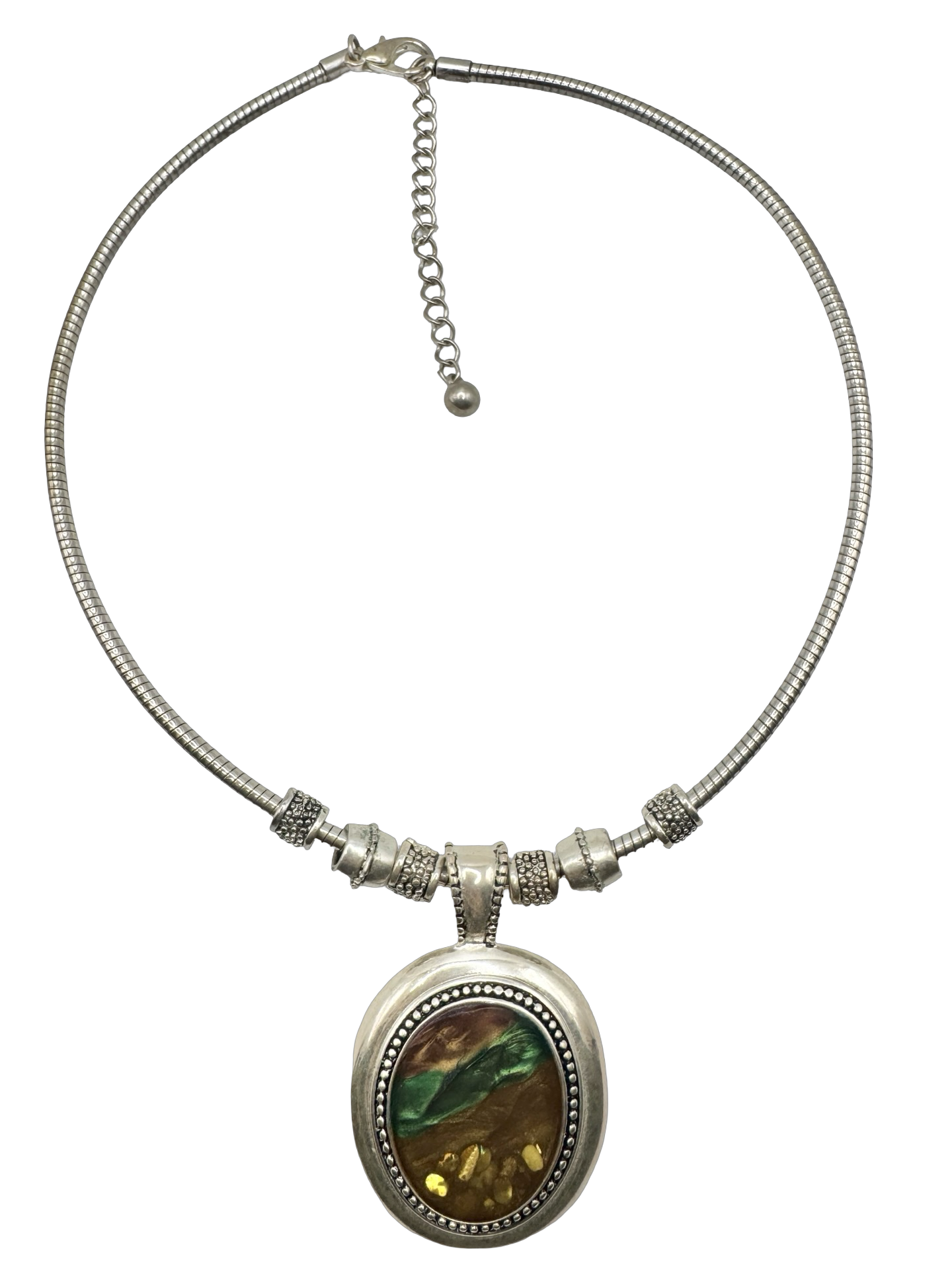 Vintage Y2K Amber Forest Medallion Necklace