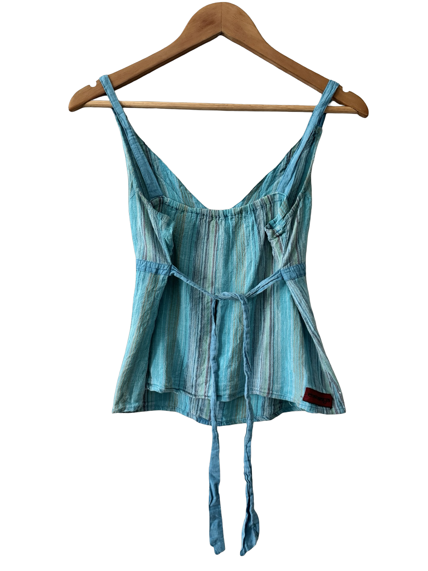 Vintage Y2K Ocean Stripe Cotton Tie Tank (S/M)